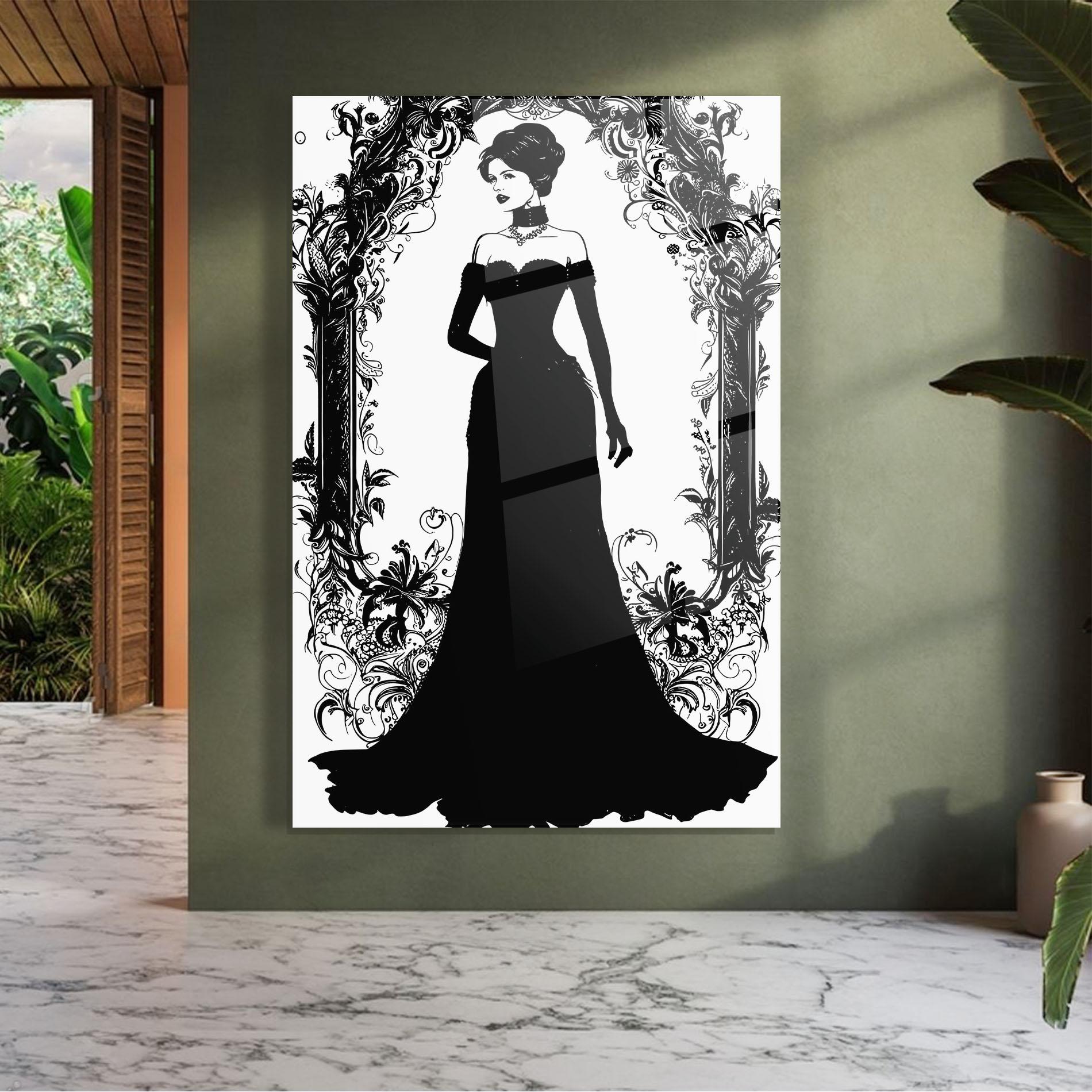 Glasbild Long Vintage Dress mockup 7