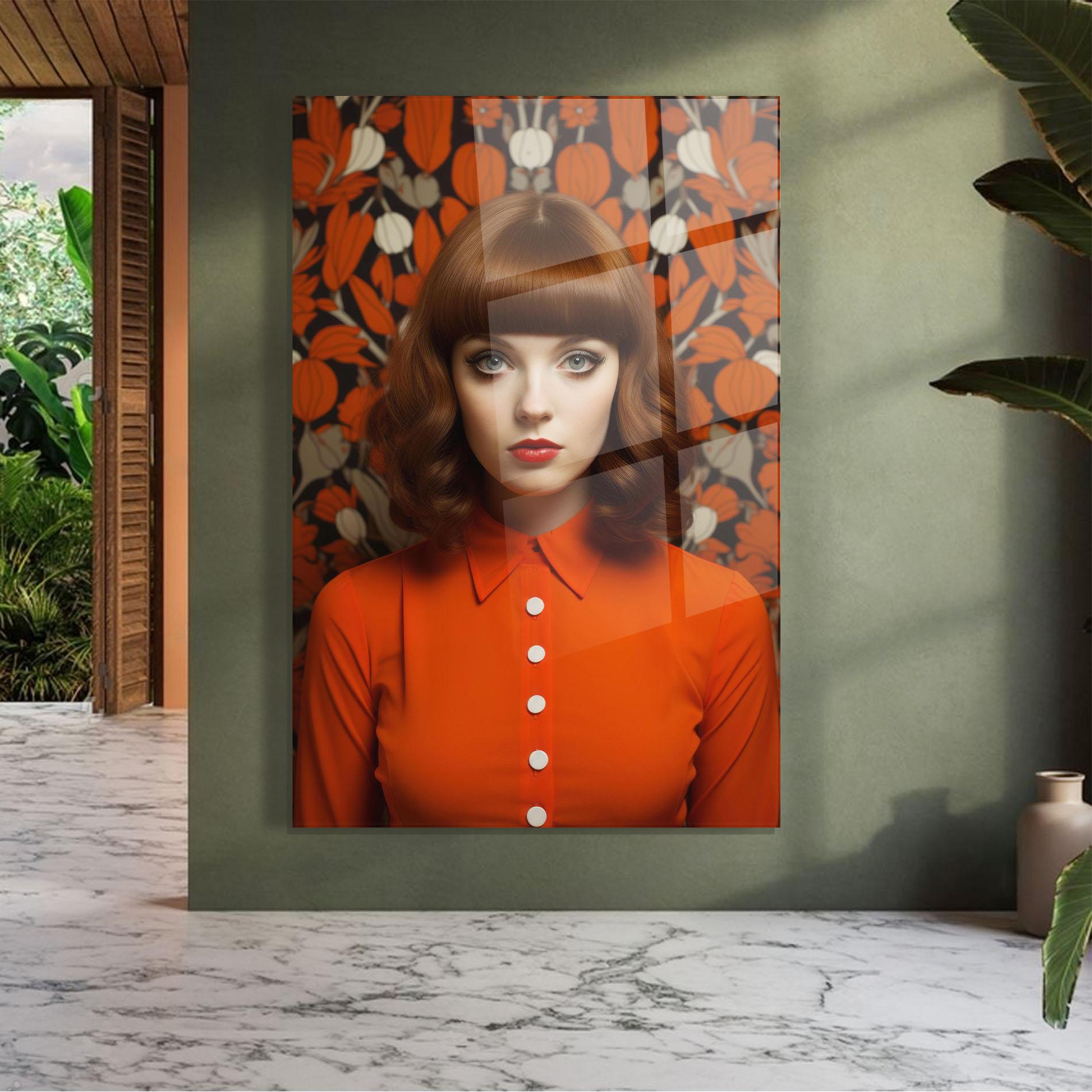 Glasbild Orange Blouse Woman mockup 7