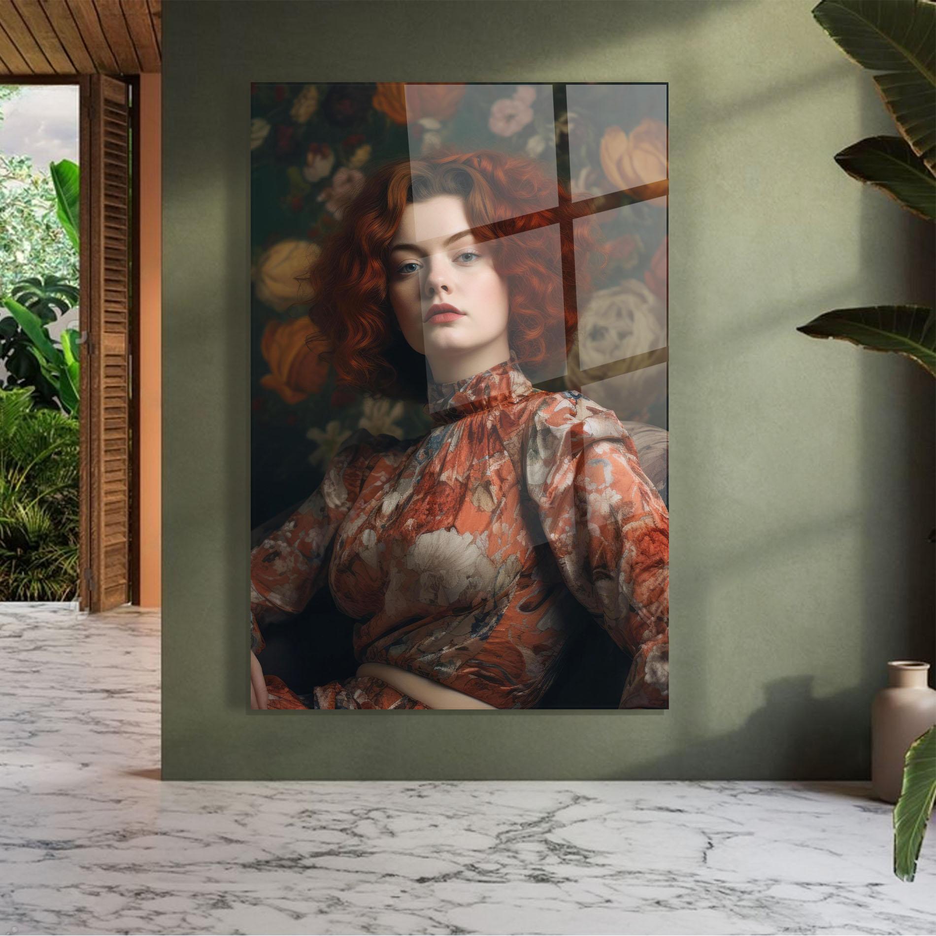 Glasbild Red Vintage Hair mockup 7