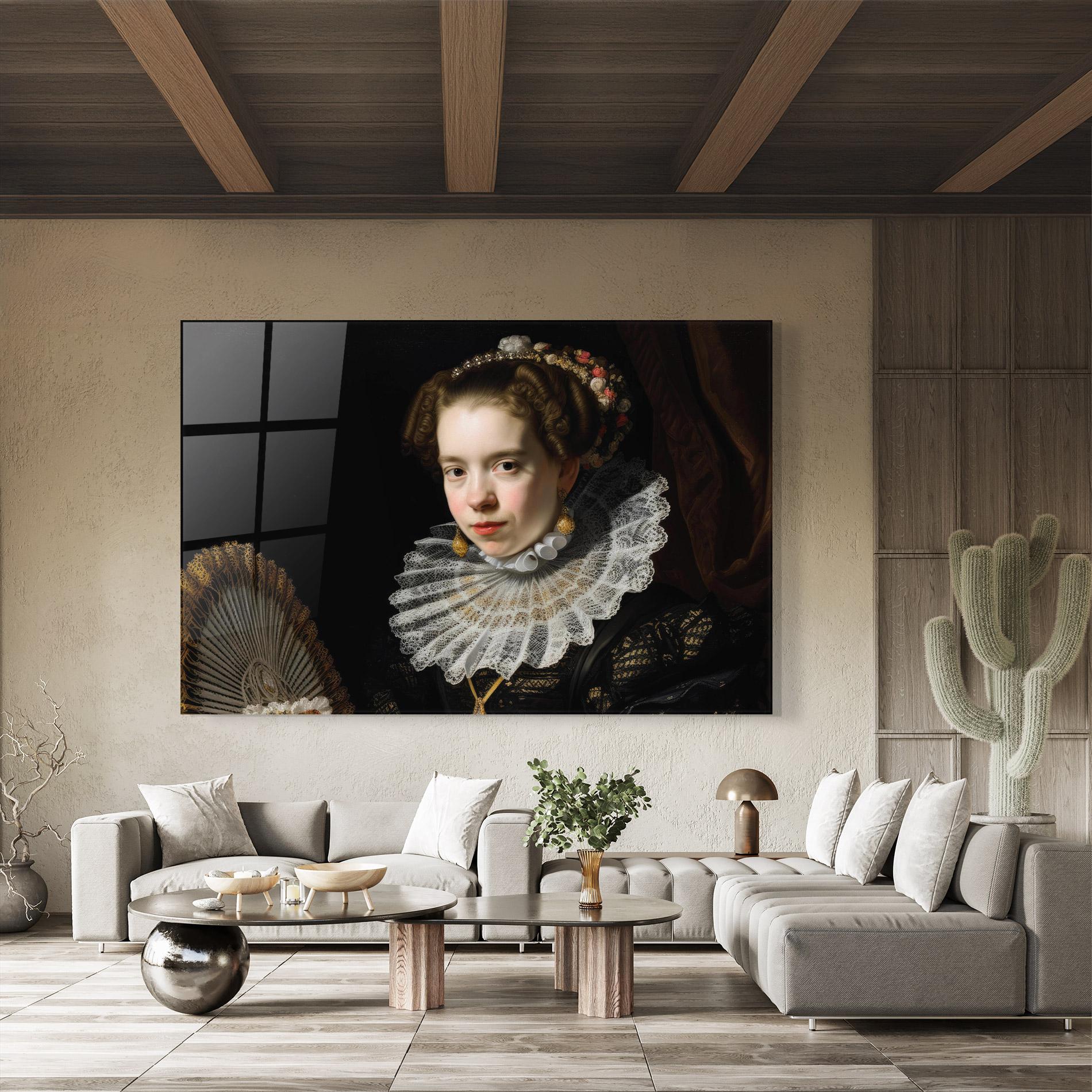 Glasbild Baroque Lady Portrait mockup 8