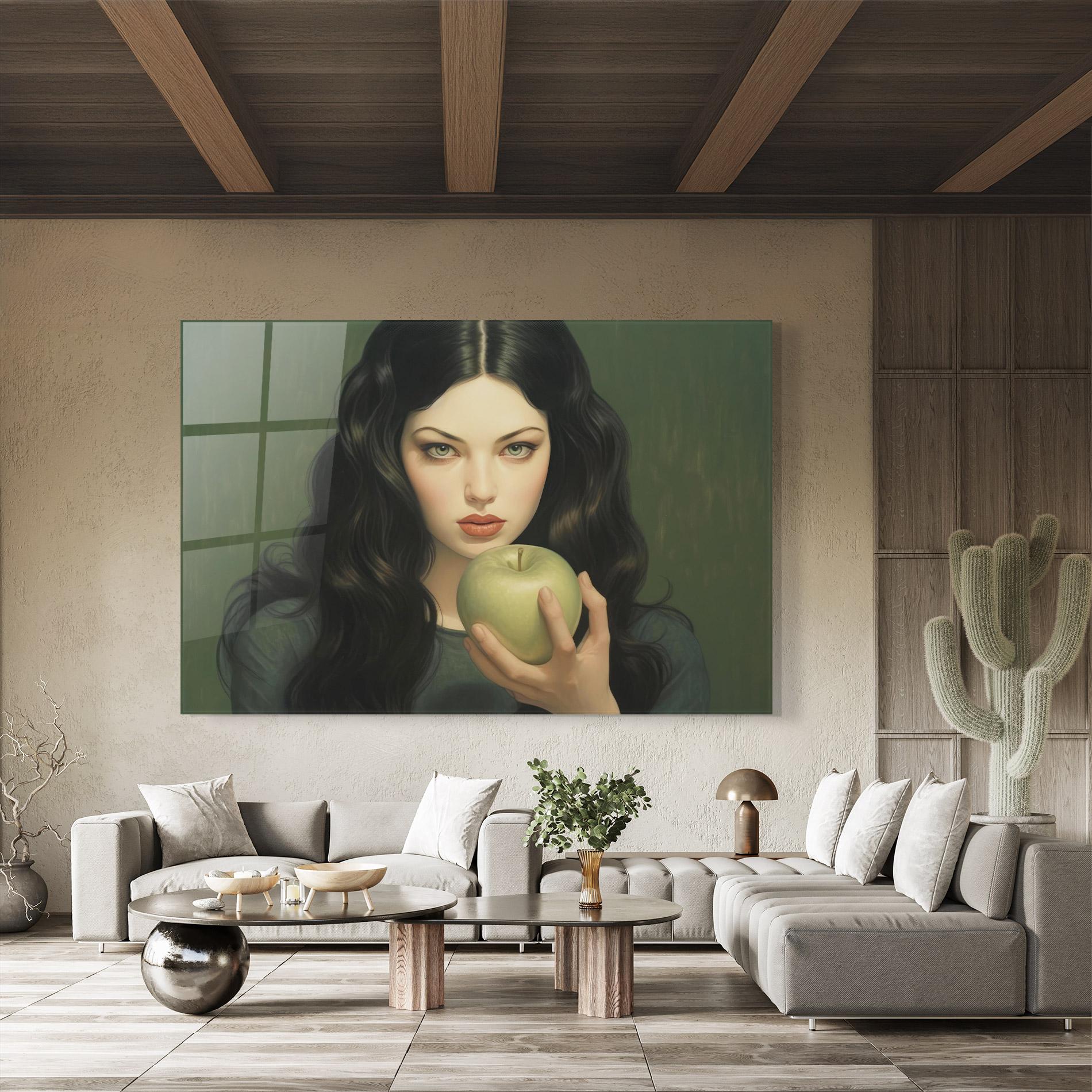 Glasbild Green Apple Painting mockup 8