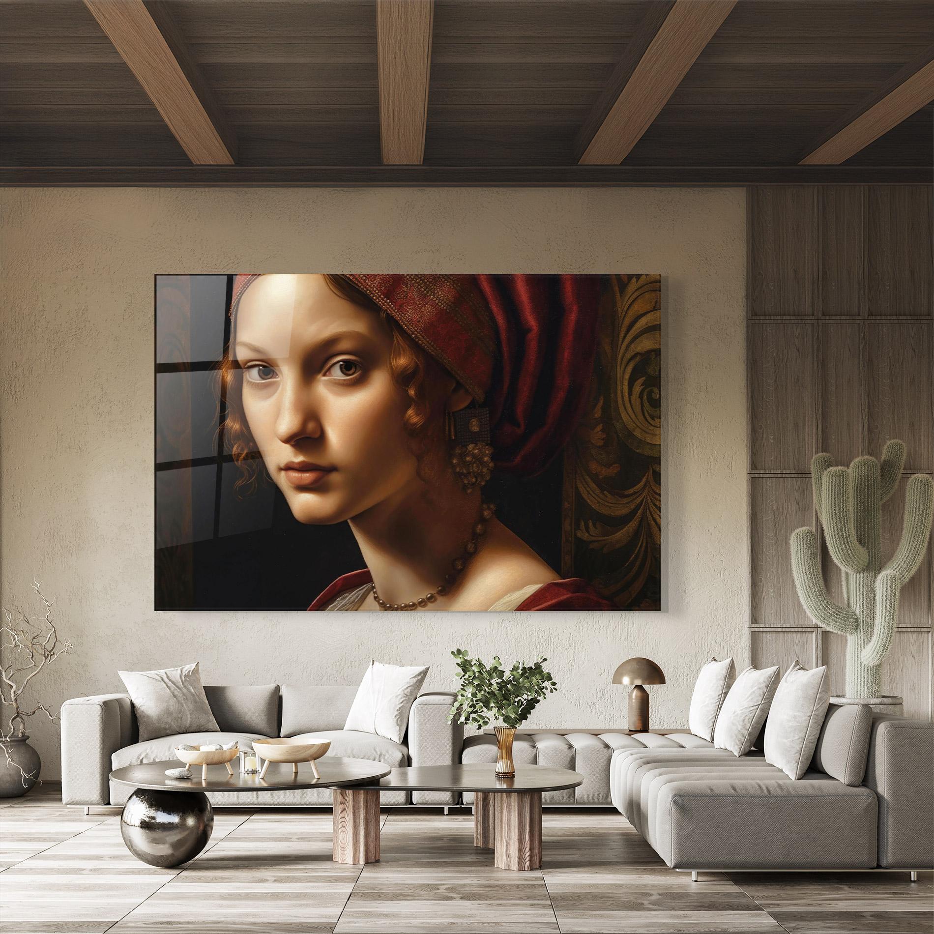 Glasbild Red Hair Woman Art mockup 8