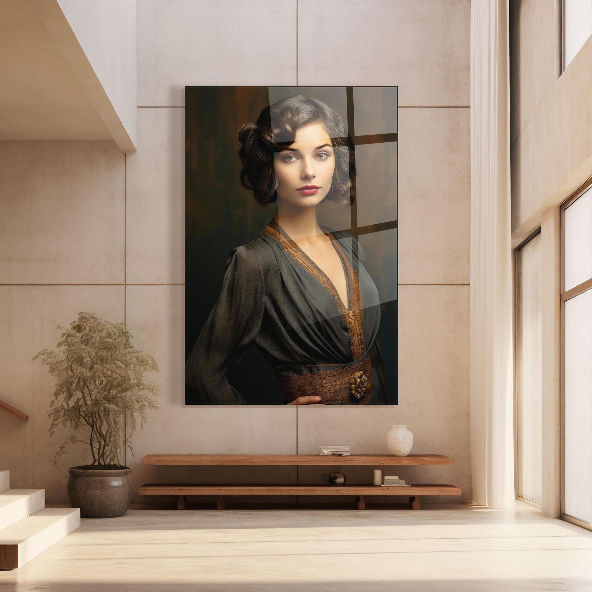 Glasbild Black Vintage Dress mockup 8