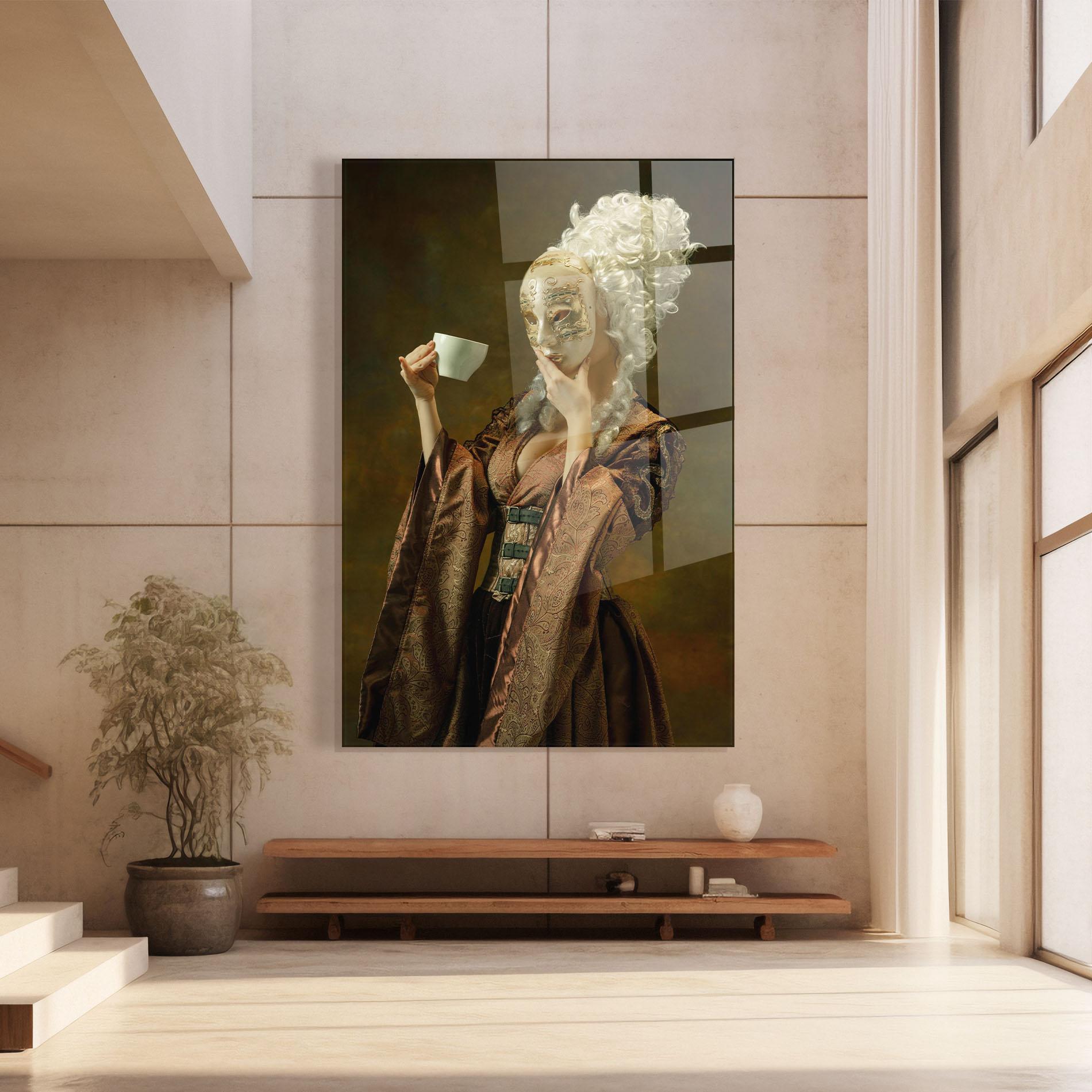 Glasbild Medieval Woman Tea mockup 8