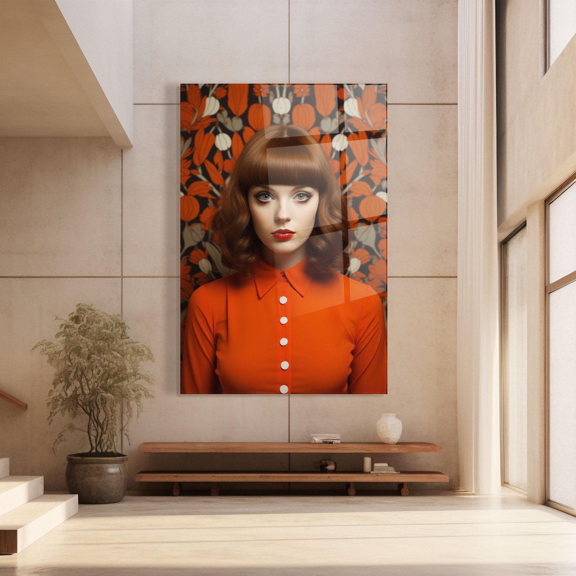 Glasbild Orange Blouse Woman mockup 8