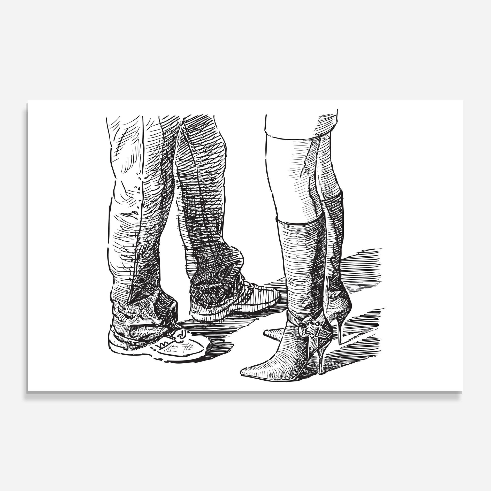 Glasbild Black Line Shoes mockup 0