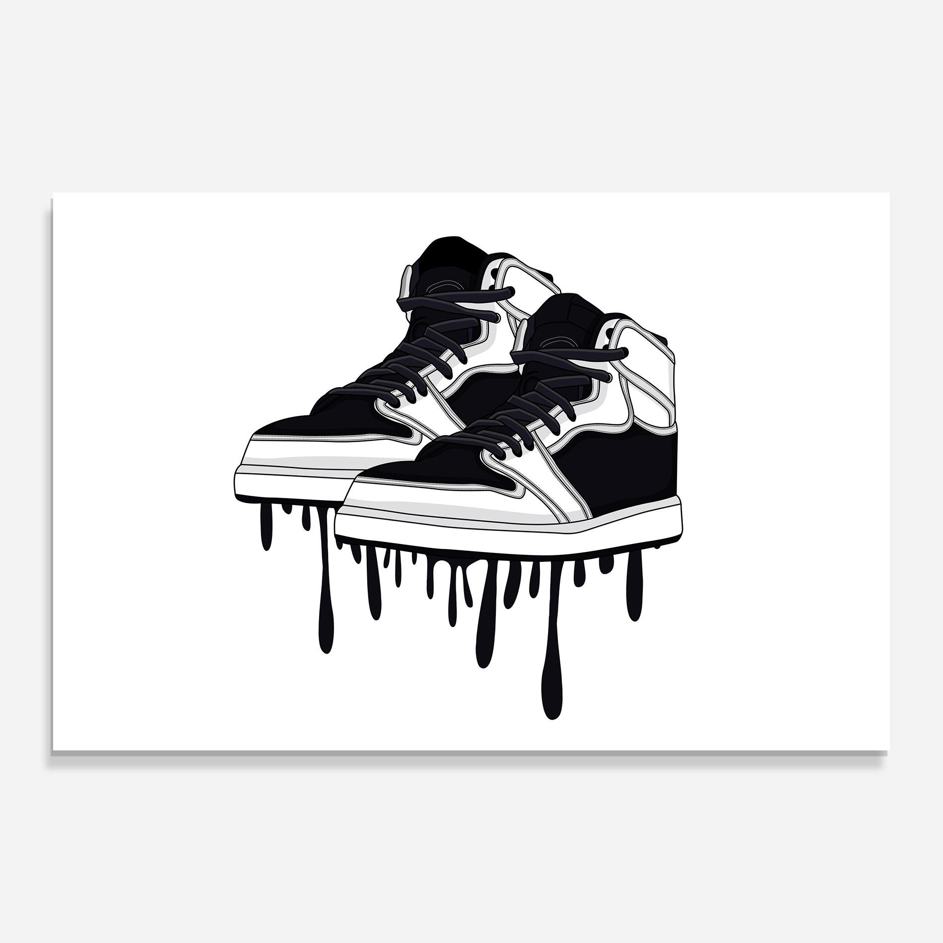 Glasbild Black White Shoes mockup 0