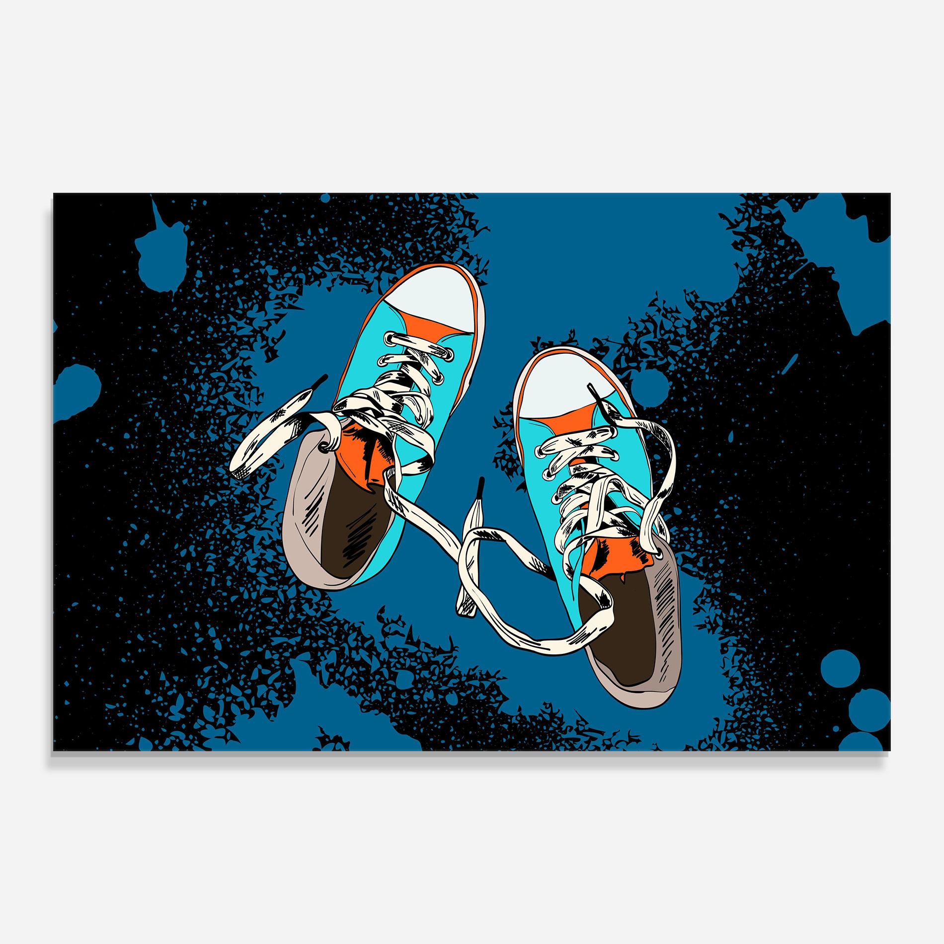 Glasbild Blue Shoes Splash mockup 0