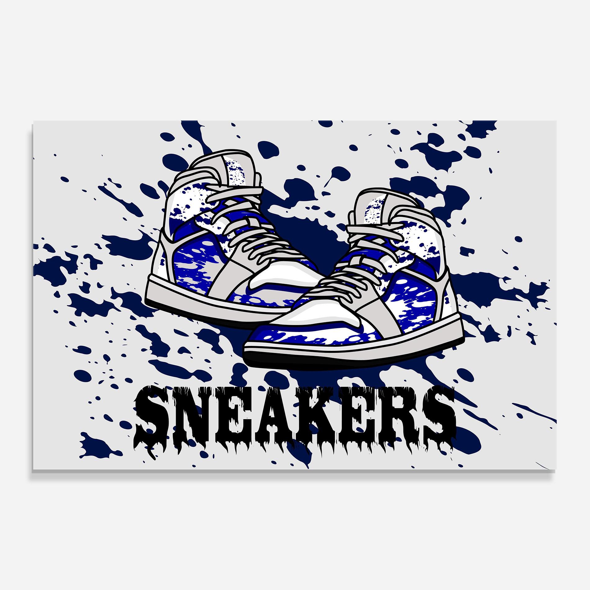 Glasbild Dark Blue Sneakers mockup 0