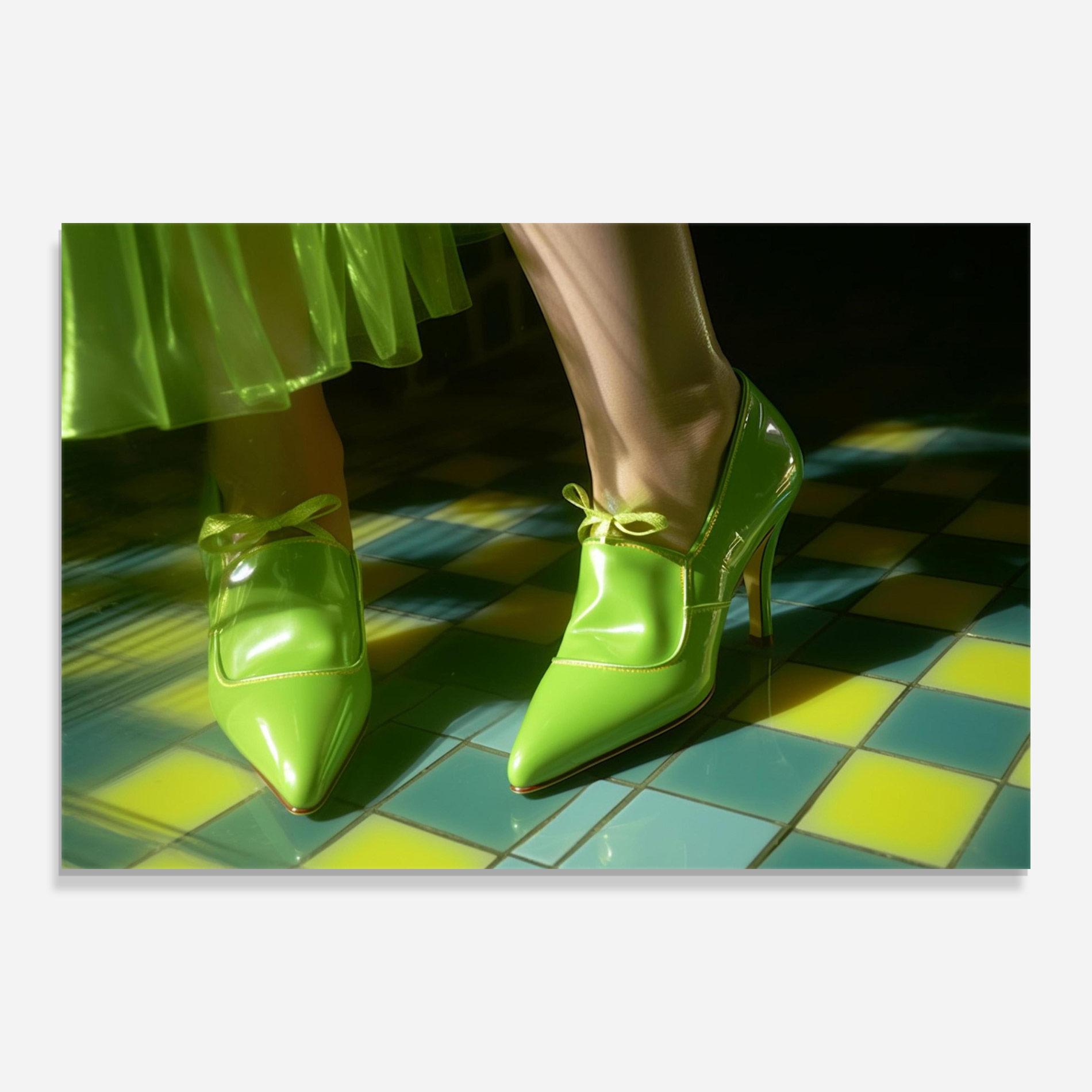 Glasbild Green Elegant Shoes mockup 0