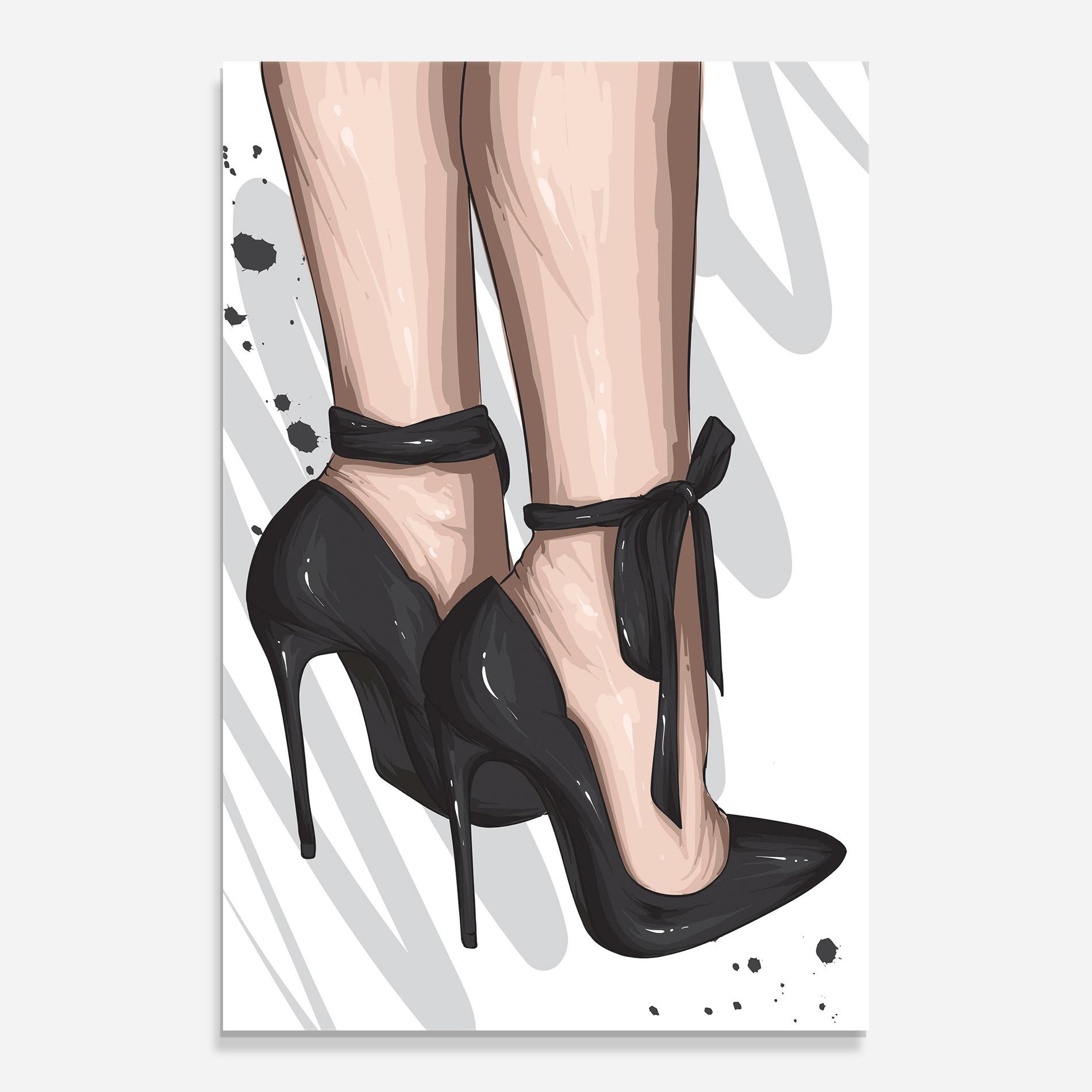 Glasbild Black Woman Shoes mockup 0