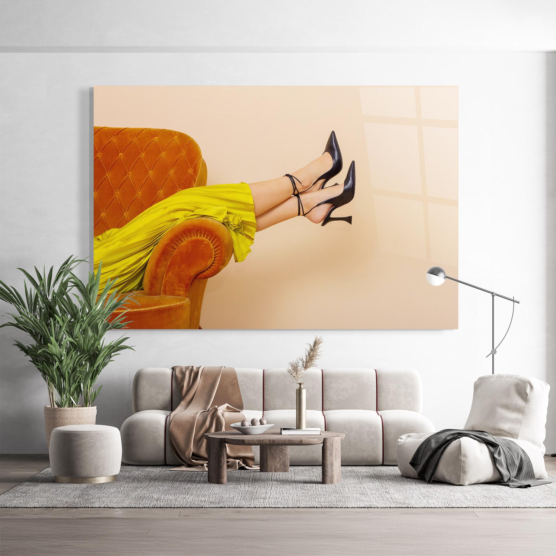 Glasbild Black Heals On Cream mockup 9