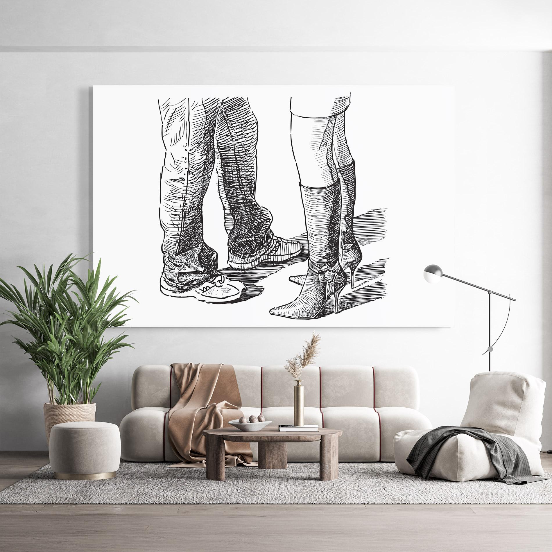 Glasbild Black Line Shoes mockup 9