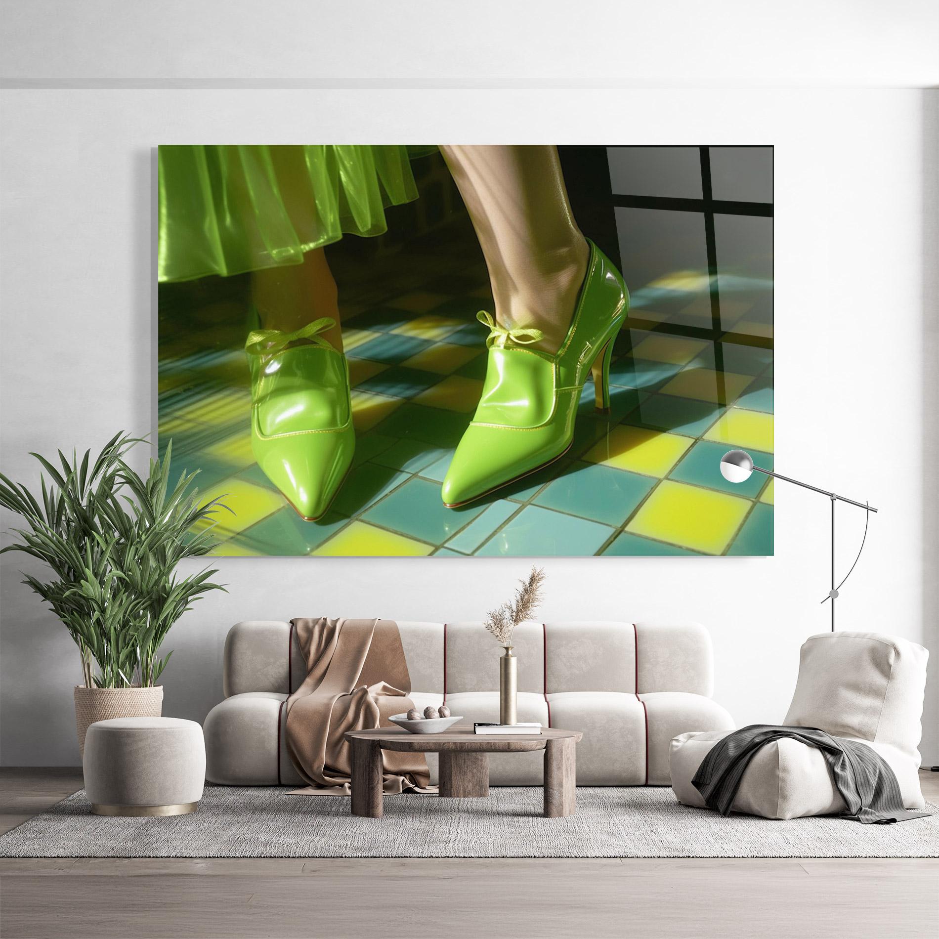 Glasbild Green Elegant Shoes mockup 9