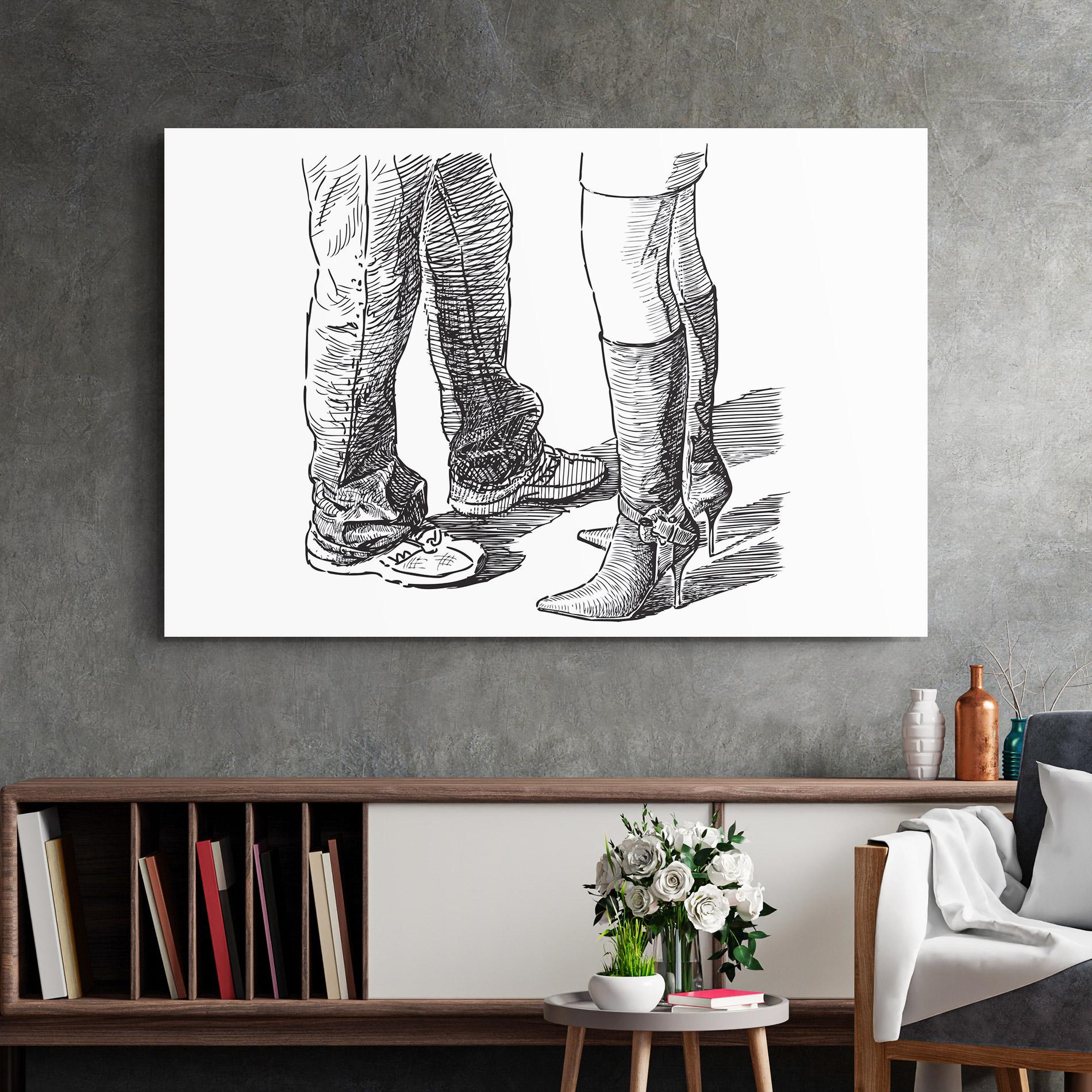 Glasbild Black Line Shoes mockup 2