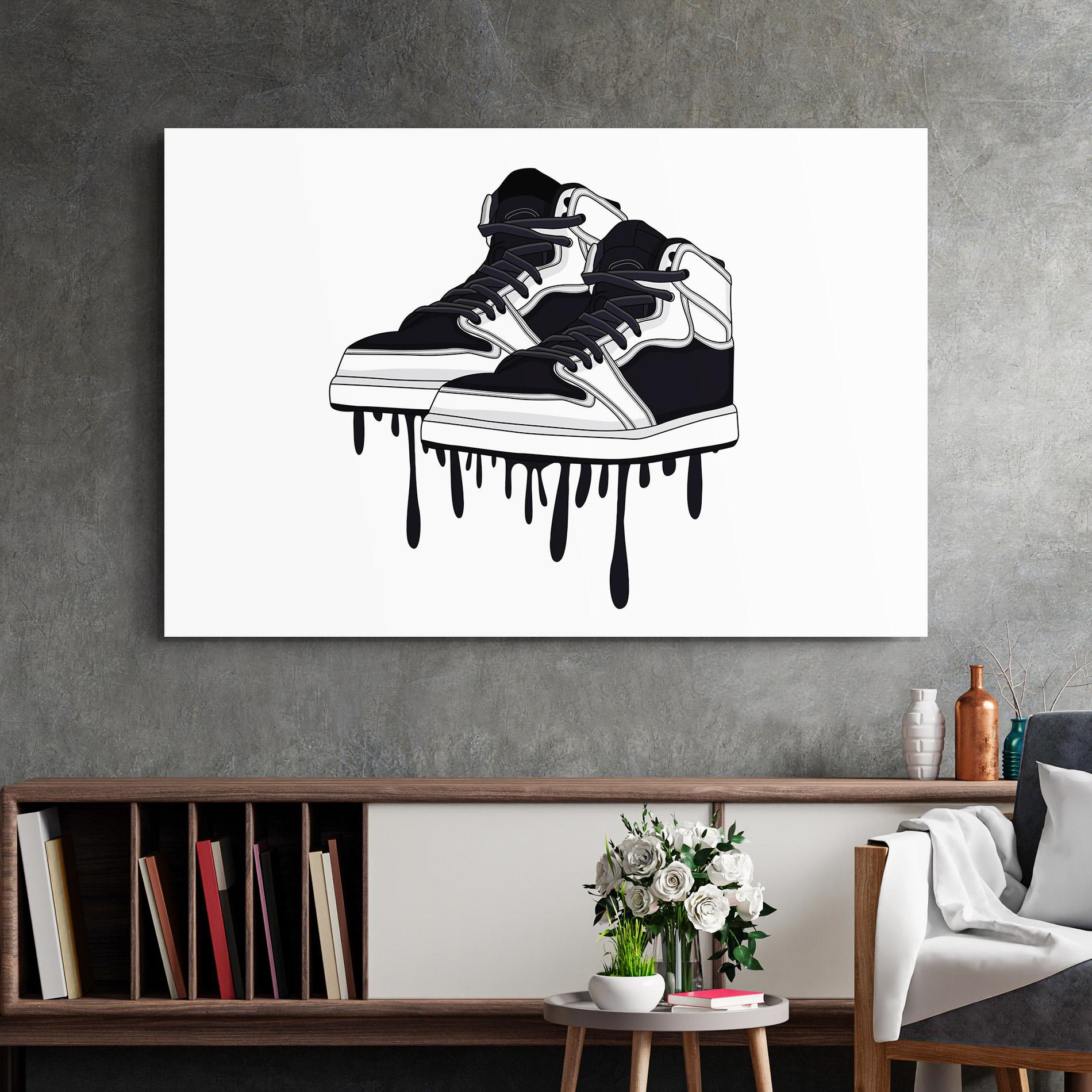 Glasbild Black White Shoes mockup 2