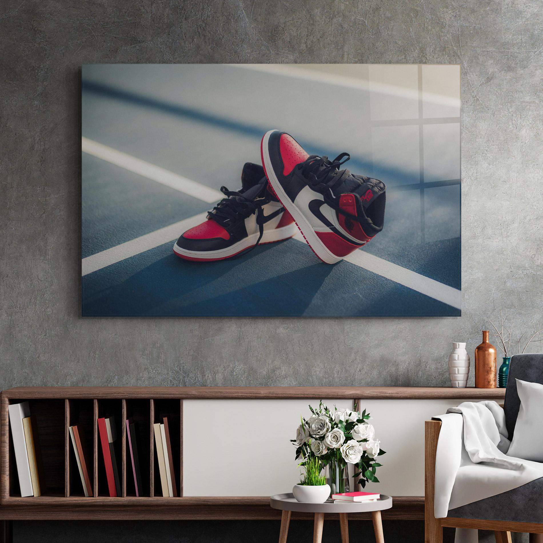 Glasbild Cool Nike Red Jordan Air mockup 2