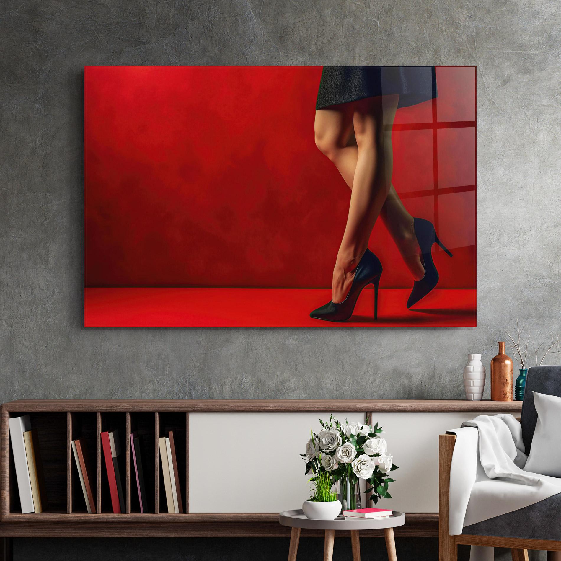 Glasbild Female Legs Heels mockup 2