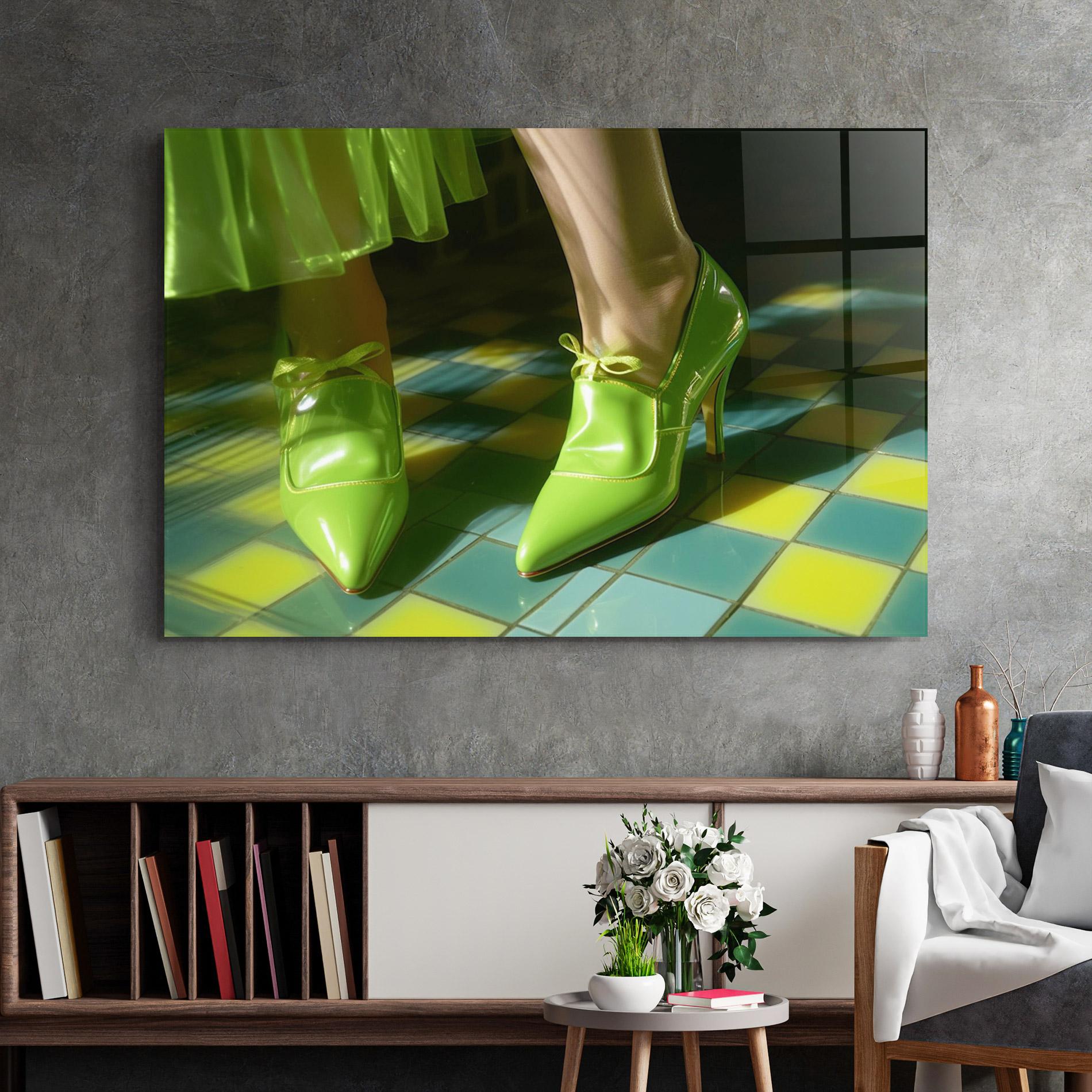 Glasbild Green Elegant Shoes mockup 2