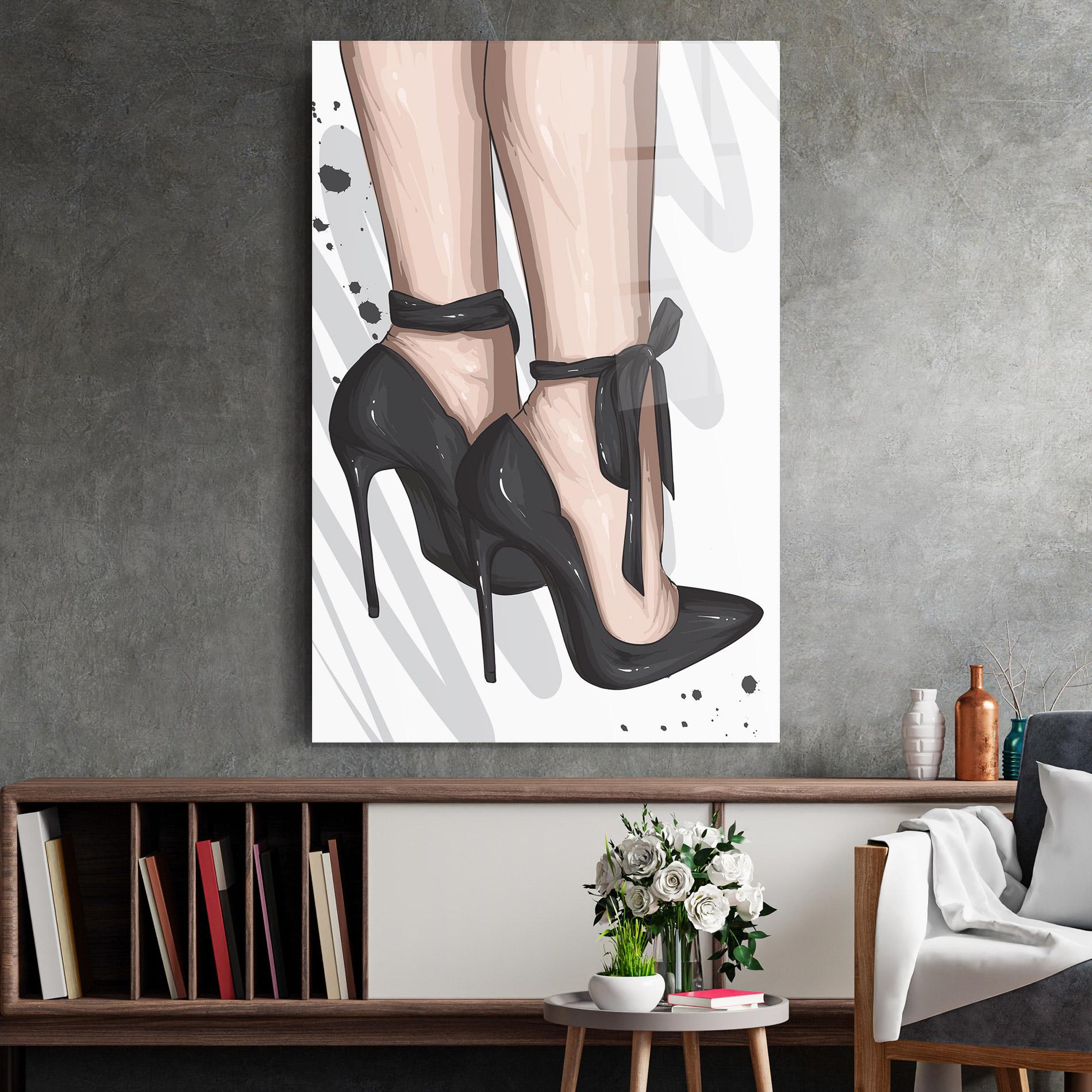 Glasbild Black Woman Shoes mockup 2
