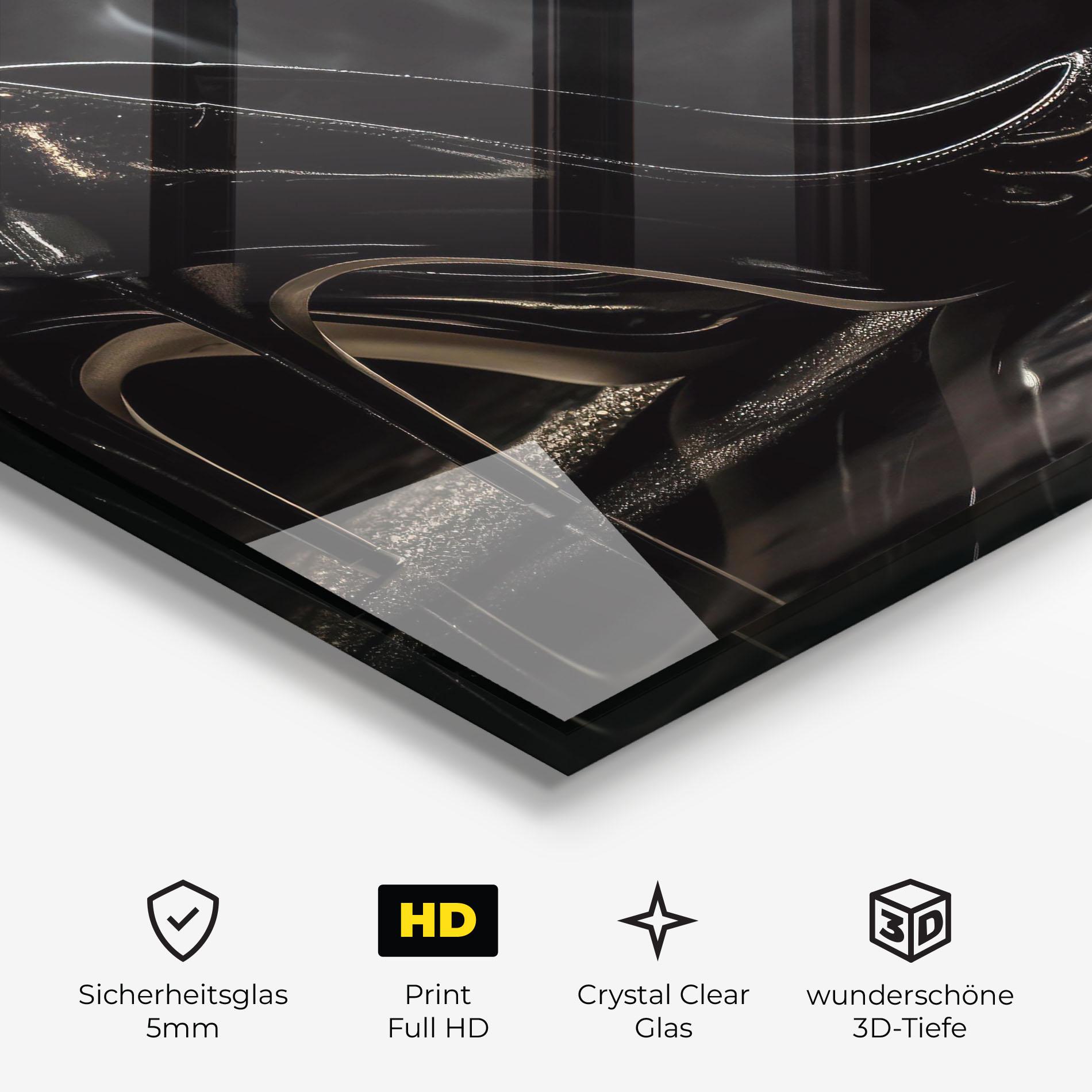 Glasbild Black Leather Shoes mockup 3