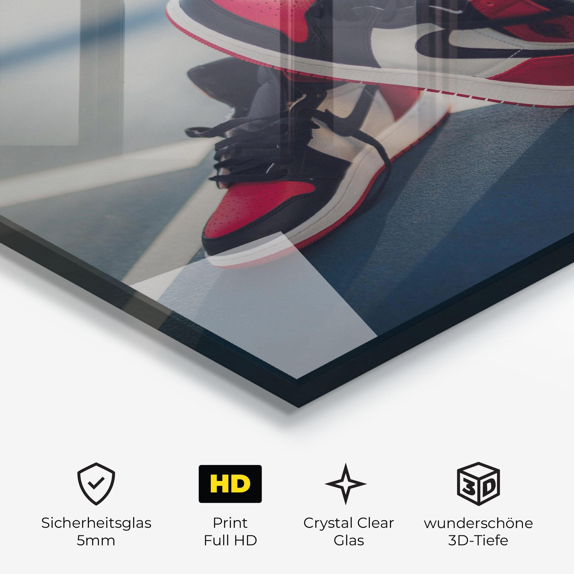 Glasbild Cool Nike Red Jordan Air mockup 3