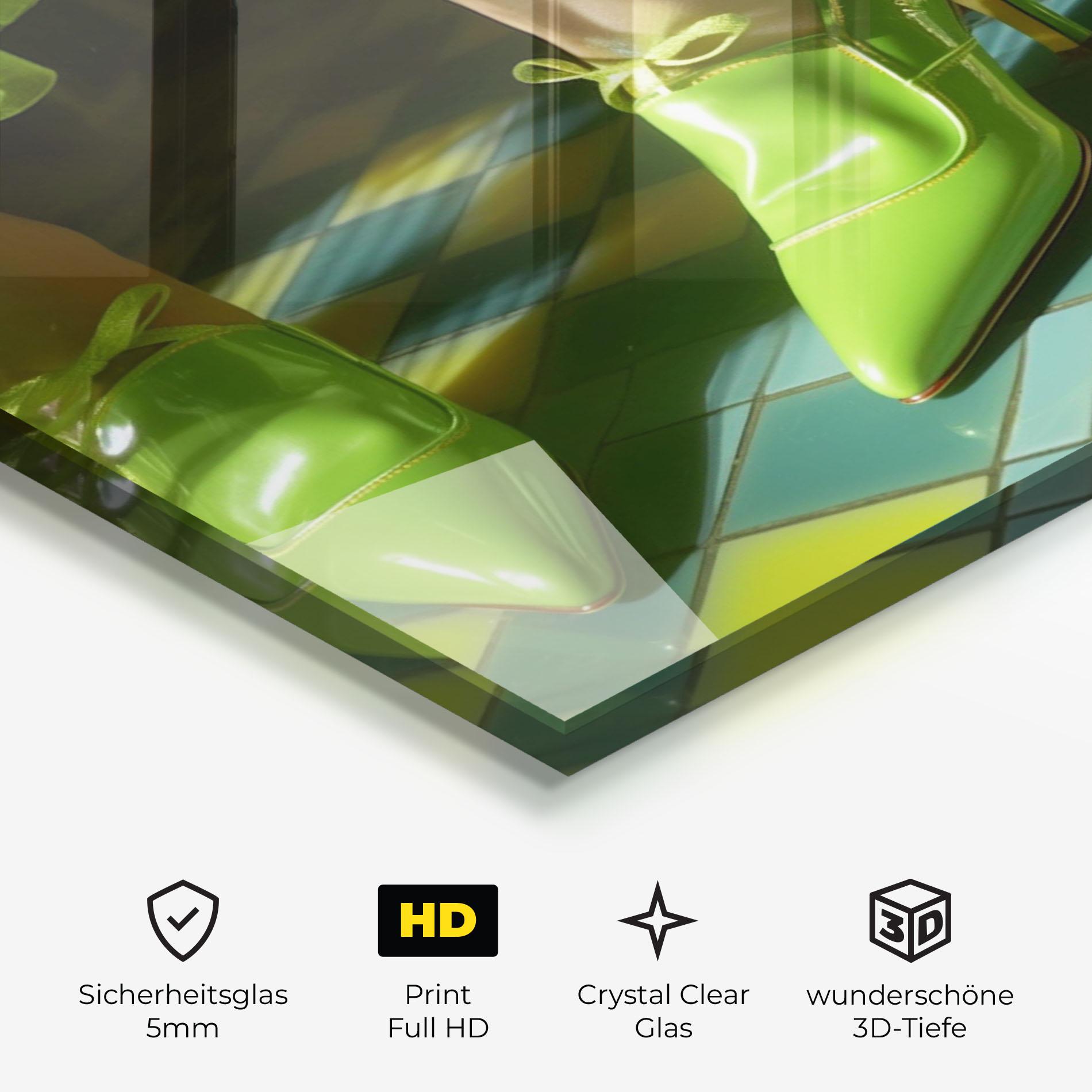 Glasbild Green Elegant Shoes mockup 3