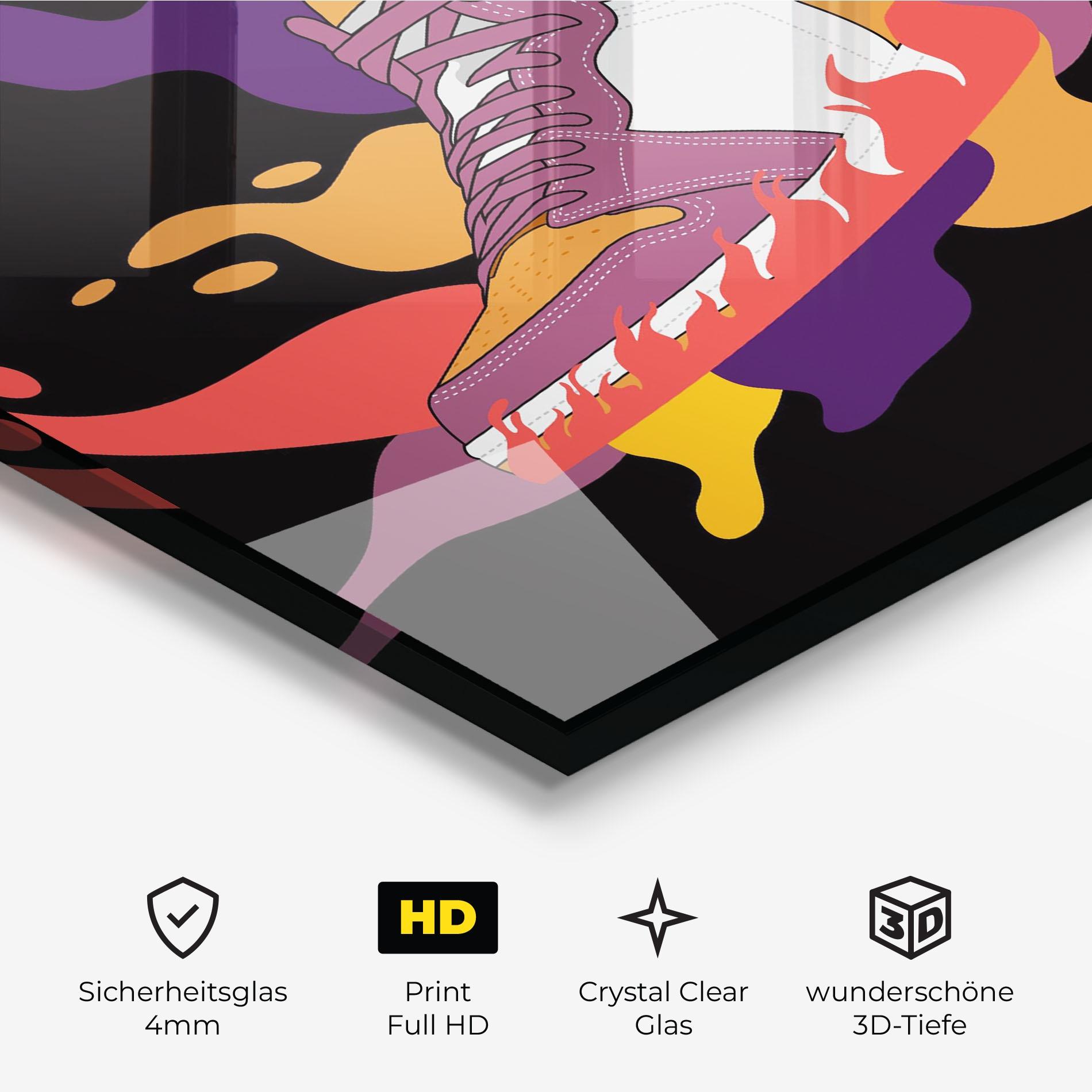 Glasbild Abstract Sneakers Art mockup 3