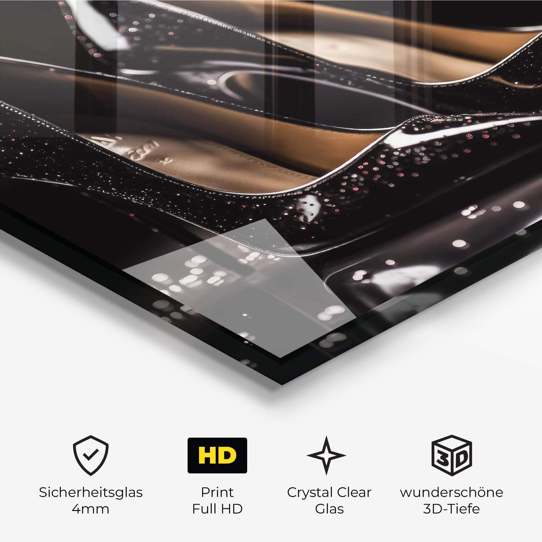 Glasbild Black Leather Shoe mockup 3