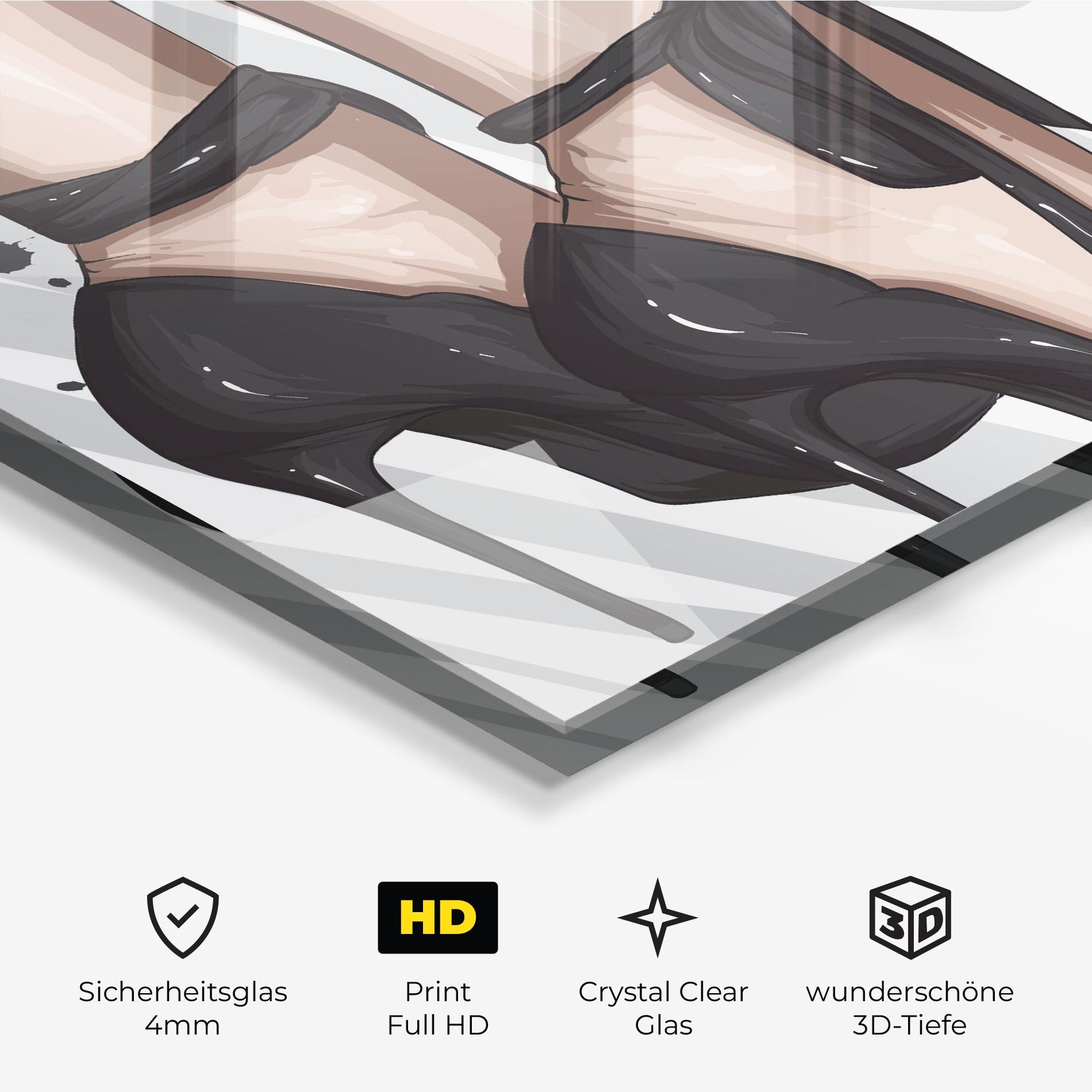 Glasbild Black Woman Shoes mockup 3