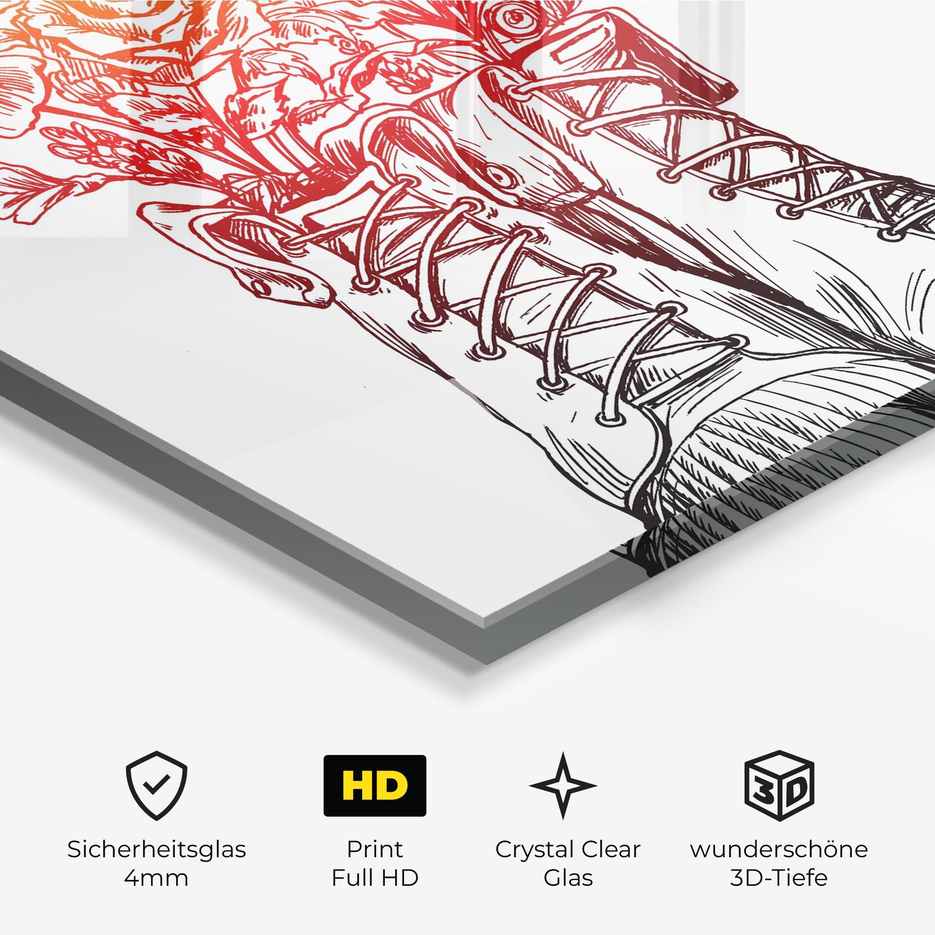 Glasbild Flower In Shoes mockup 3