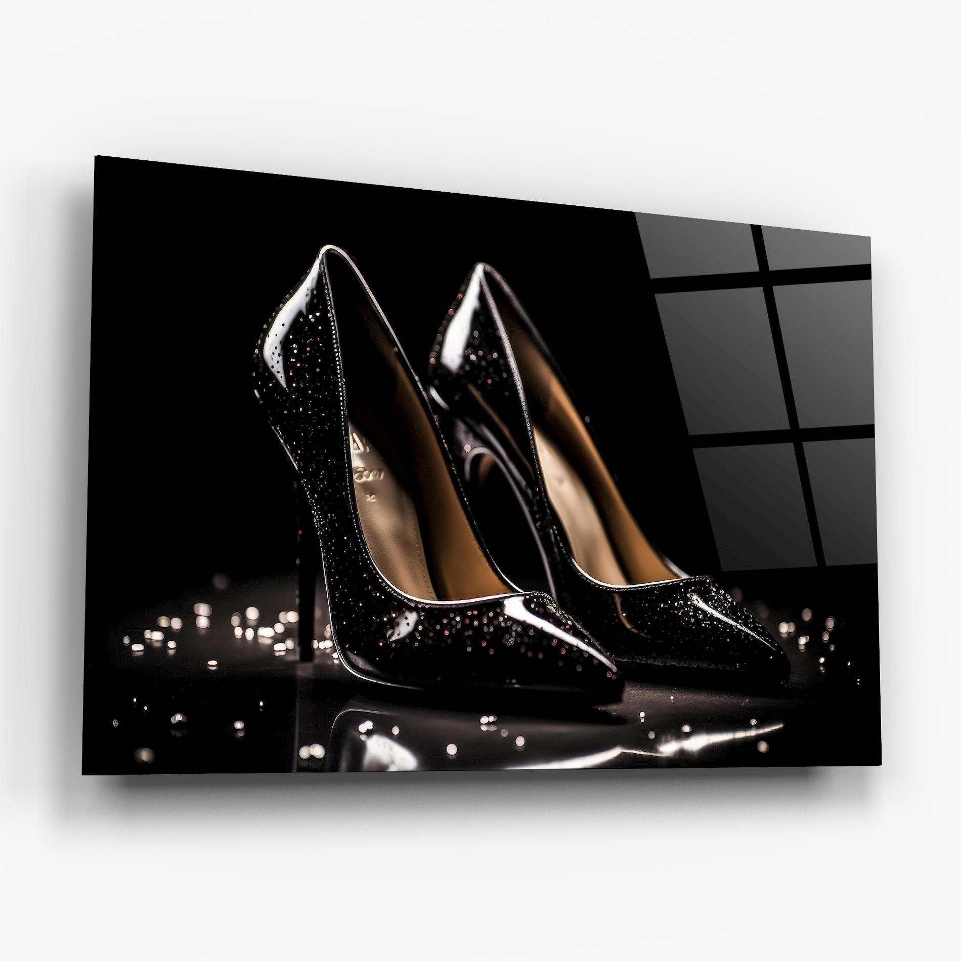 Glasbild Black Leather Shoe mockup 6