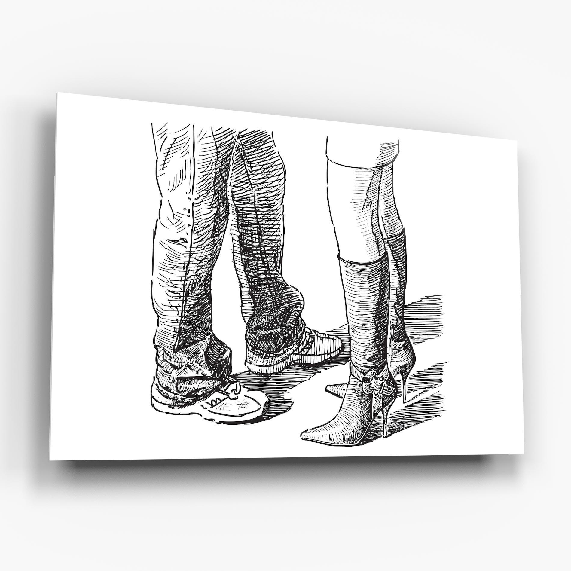 Glasbild Black Line Shoes mockup 6