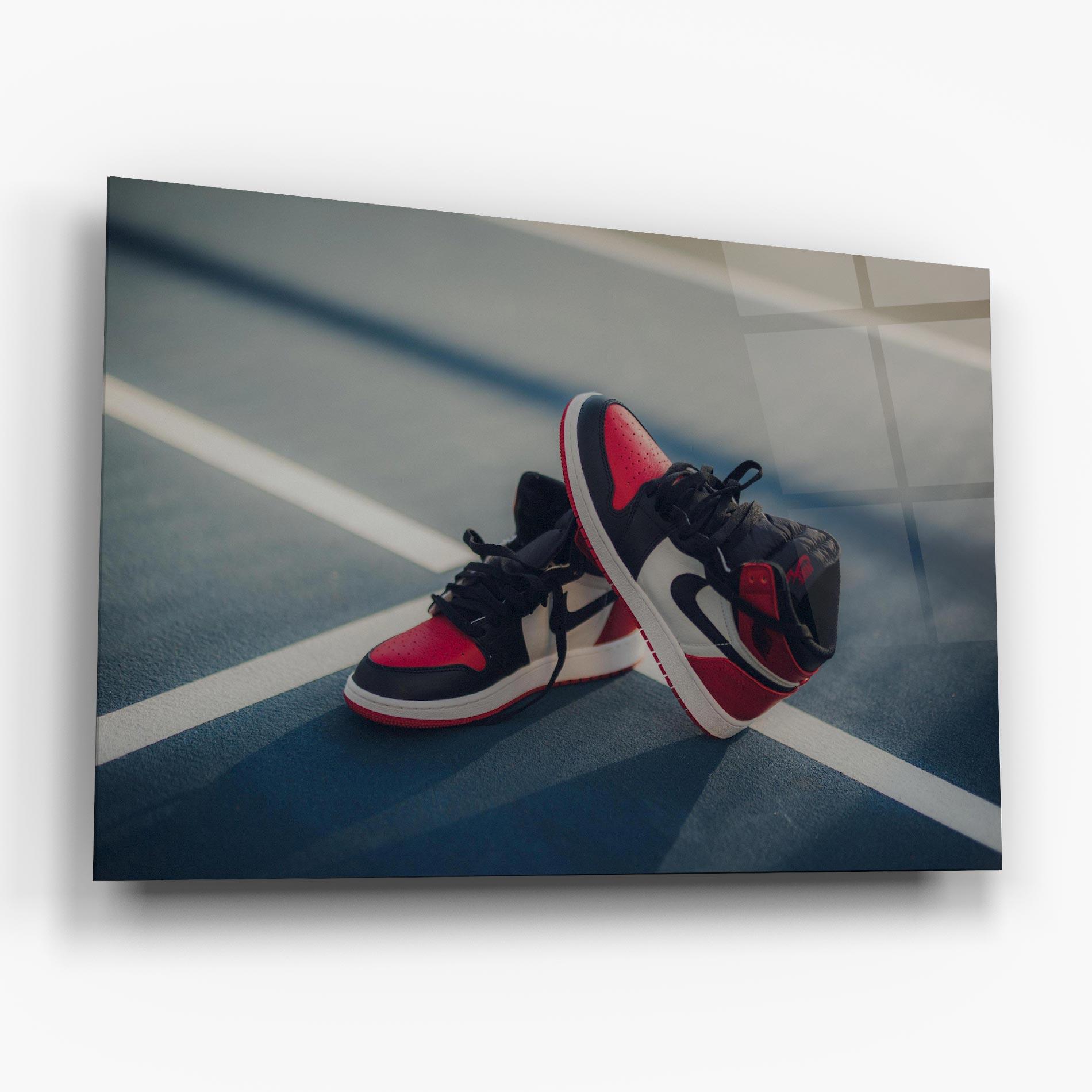 Glasbild Cool Nike Red Jordan Air mockup 6