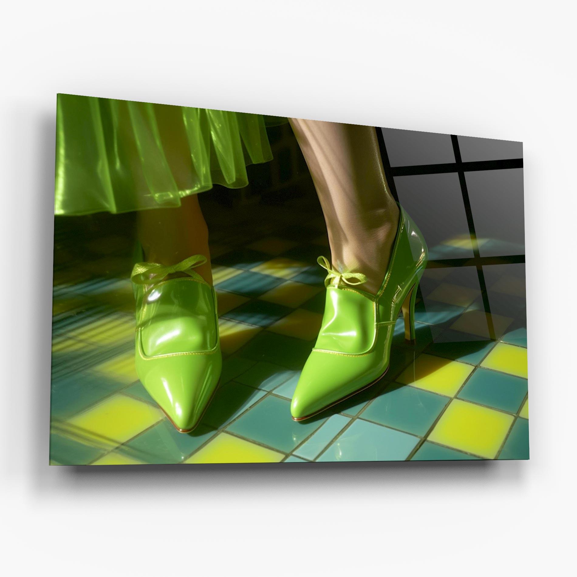 Glasbild Green Elegant Shoes mockup 6