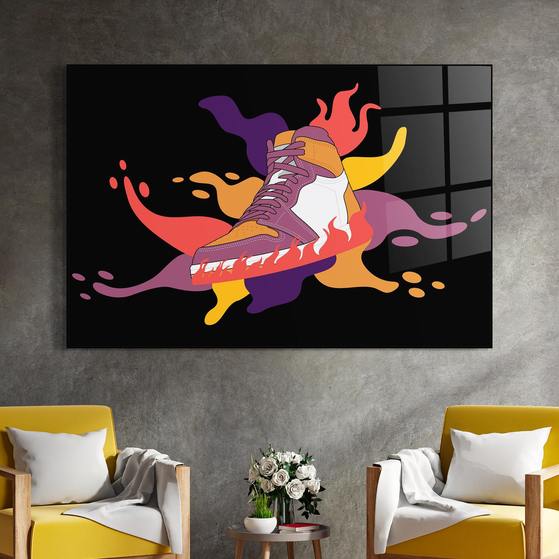 Glasbild Abstract Sneakers Art mockup 4