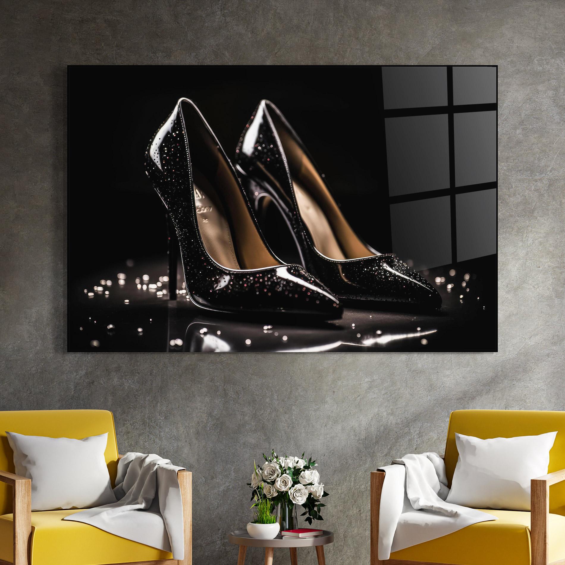 Glasbild Black Leather Shoe mockup 4