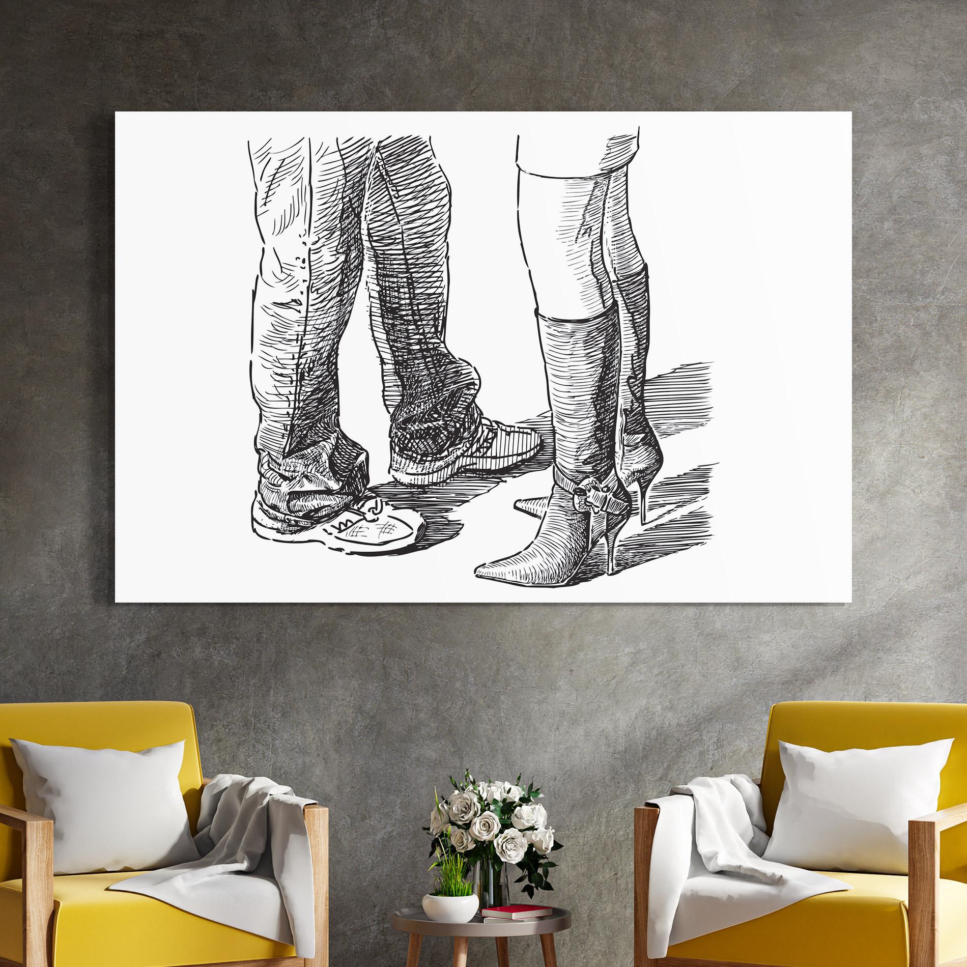 Glasbild Black Line Shoes mockup 4