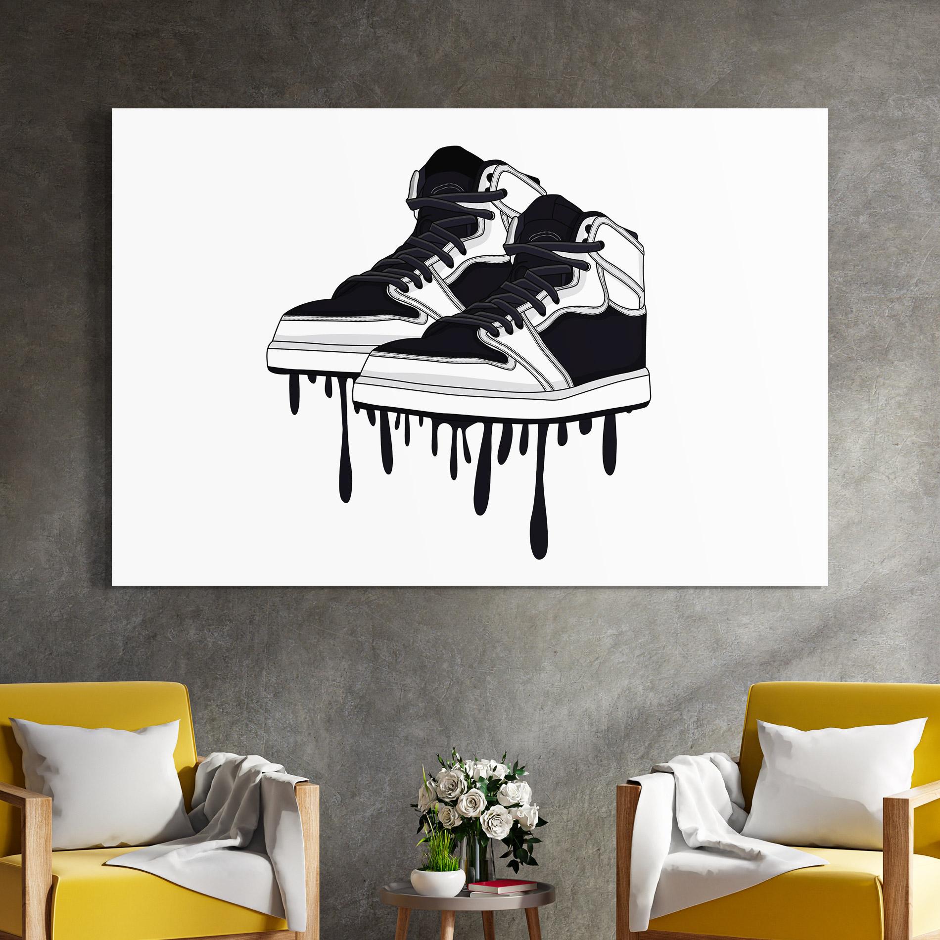 Glasbild Black White Shoes mockup 4