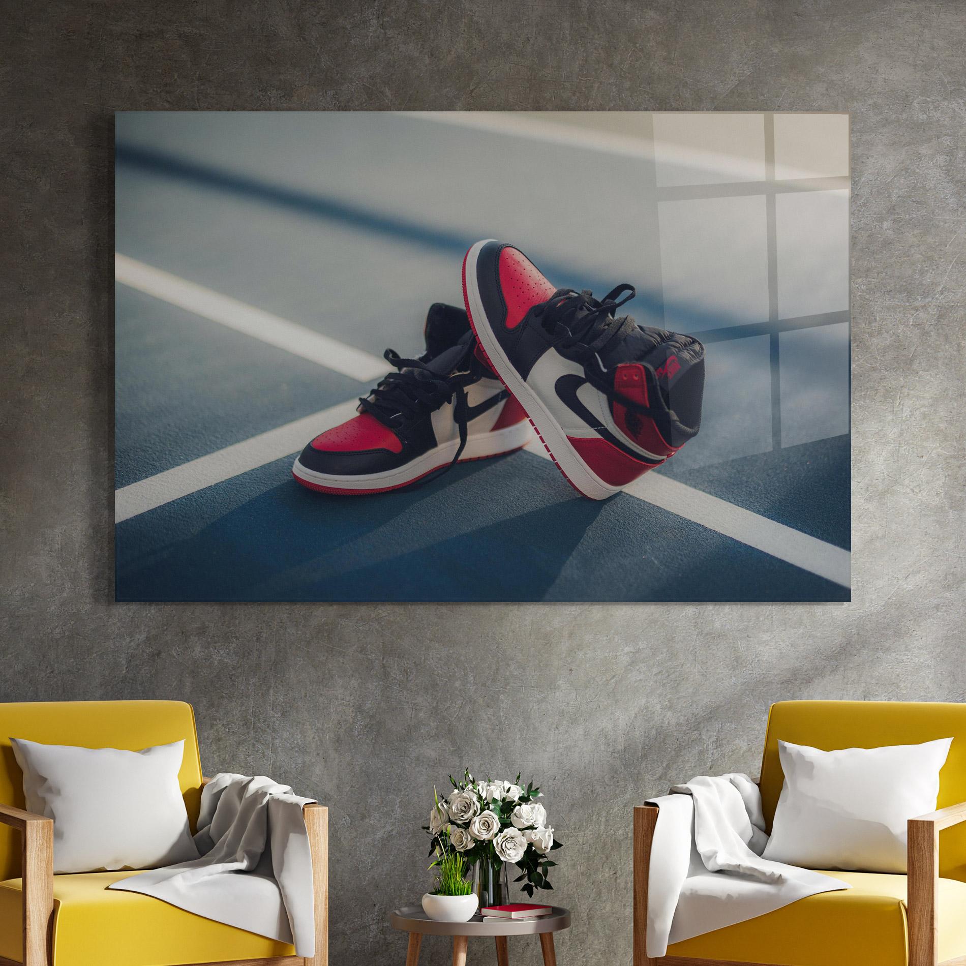 Glasbild Cool Nike Red Jordan Air mockup 4