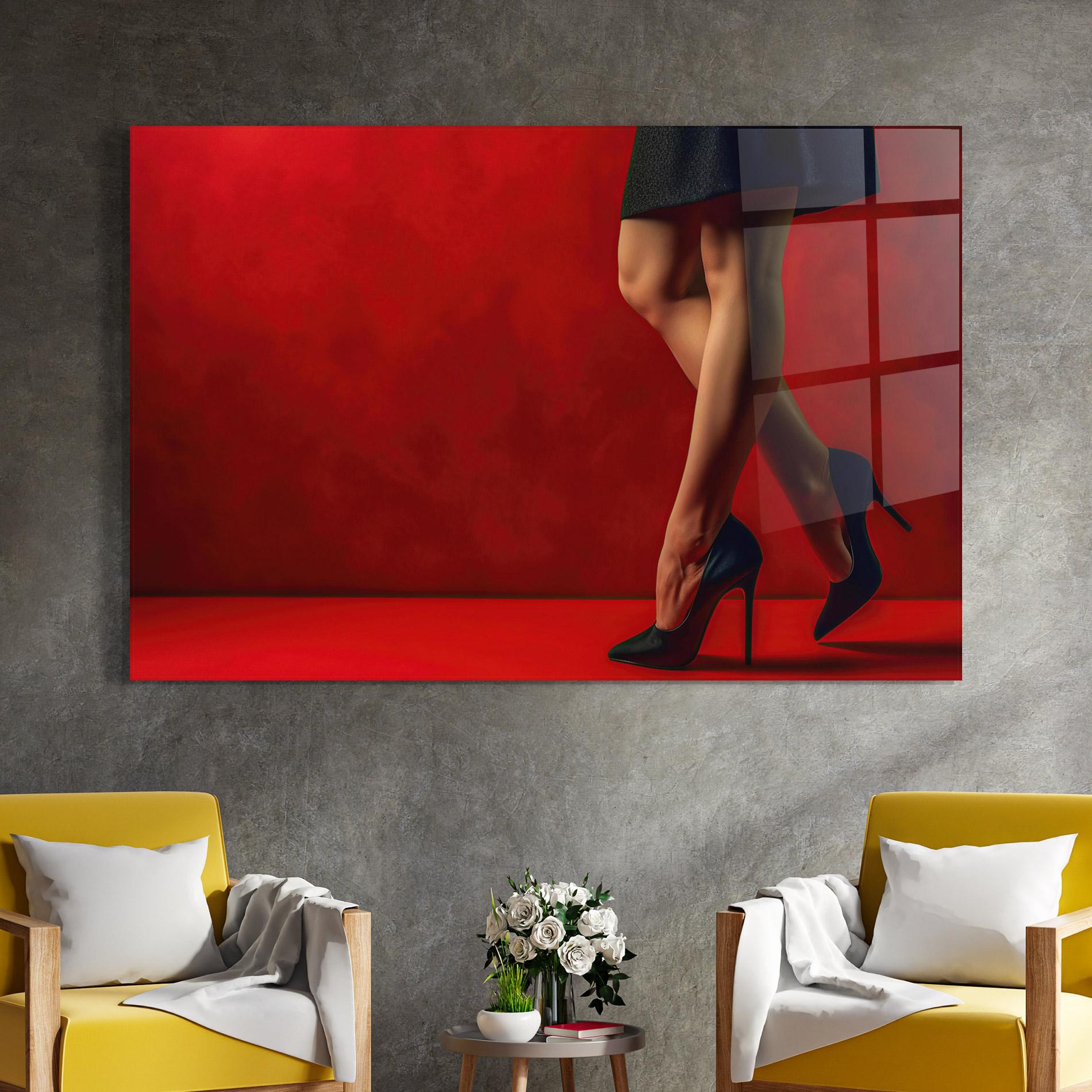 Glasbild Female Legs Heels mockup 4