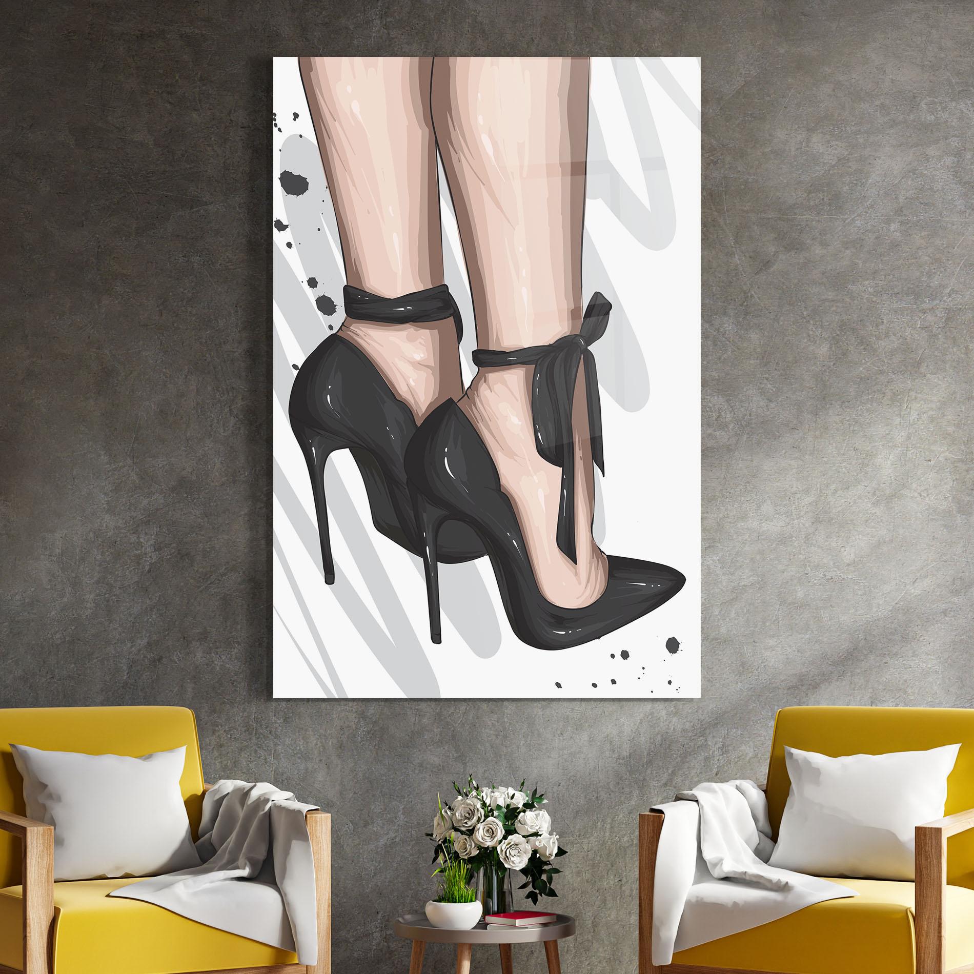 Glasbild Black Woman Shoes mockup 4