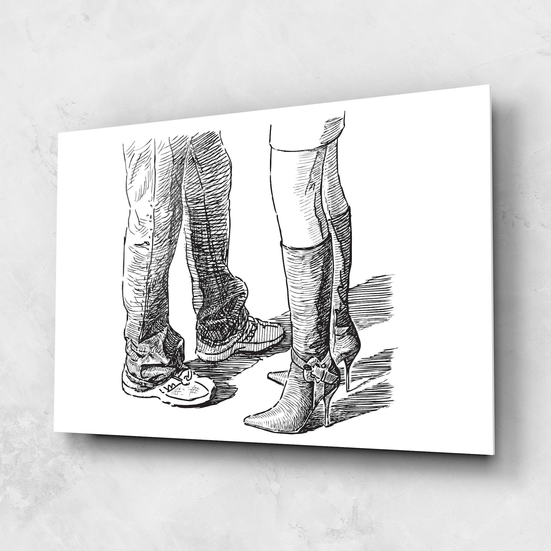 Glasbild Black Line Shoes mockup 1