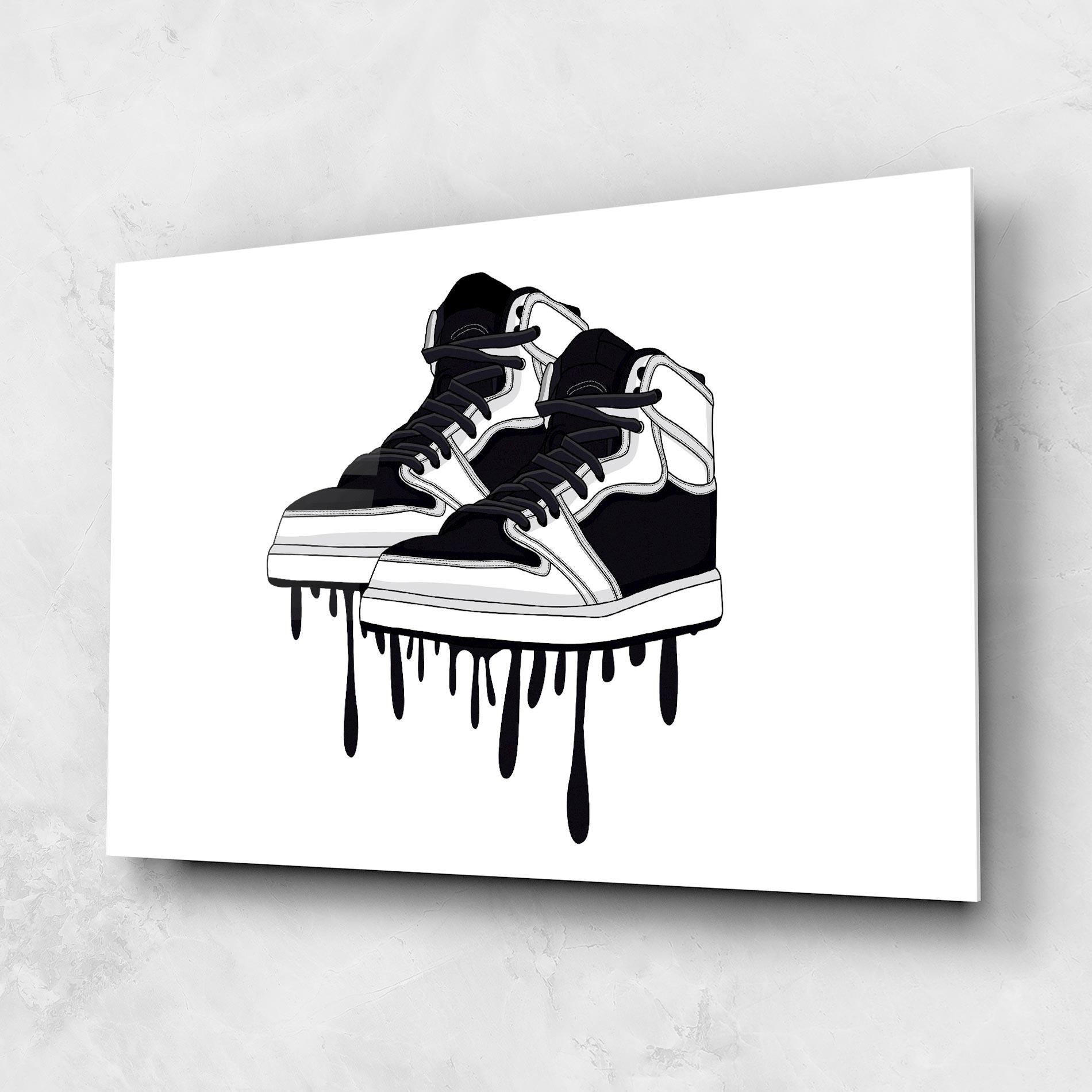 Glasbild Black White Shoes mockup 1