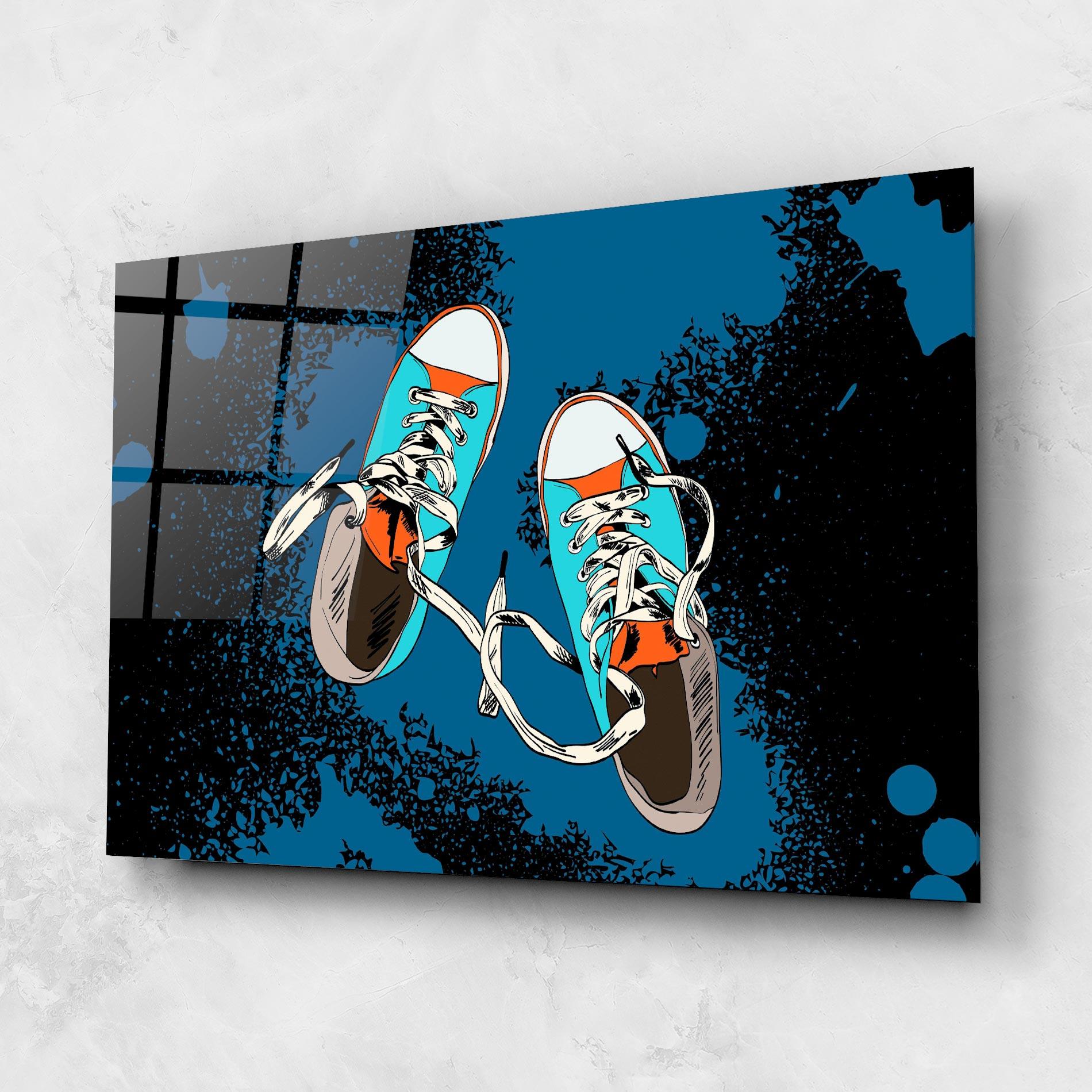 Glasbild Blue Shoes Splash mockup 1