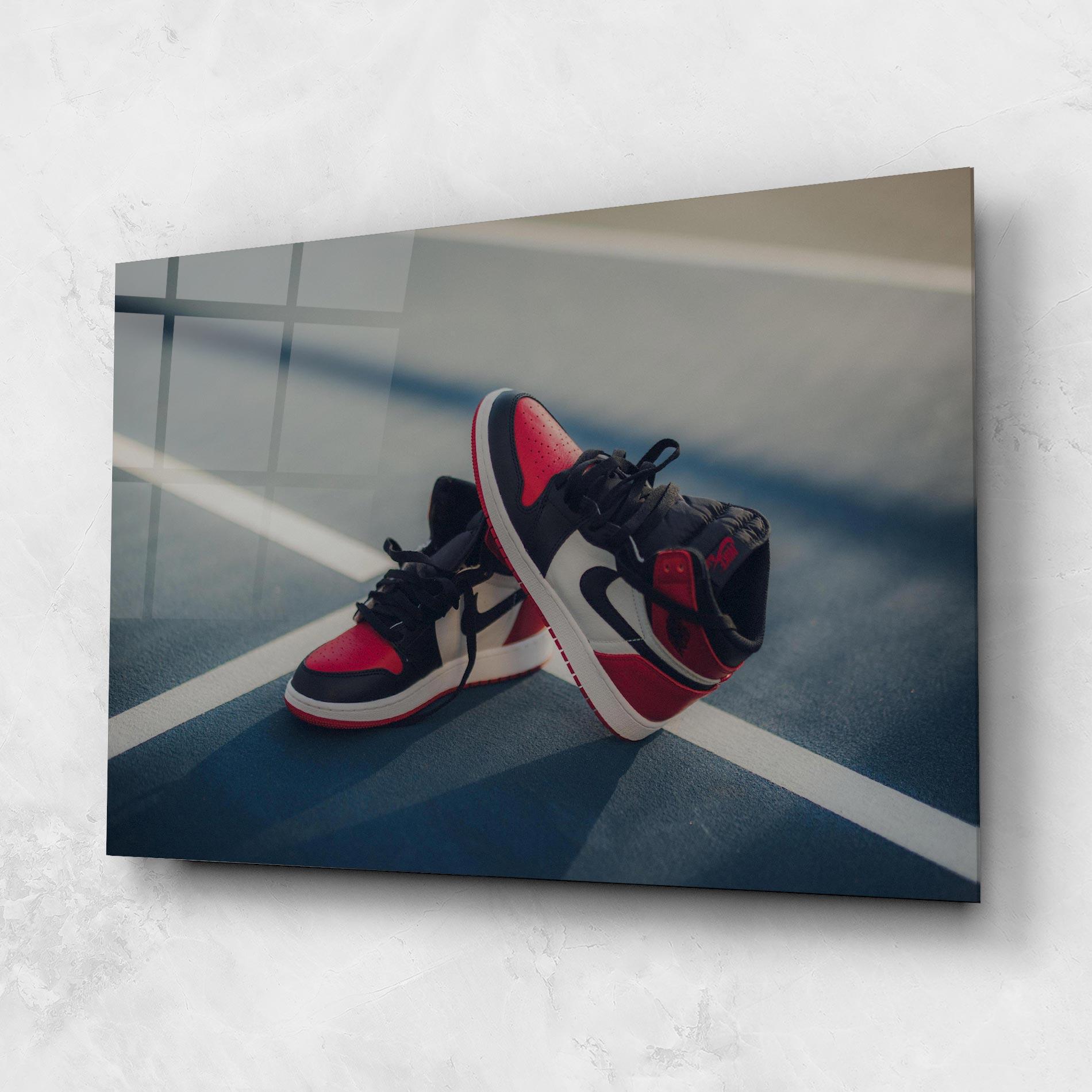 Glasbild Cool Nike Red Jordan Air mockup 1