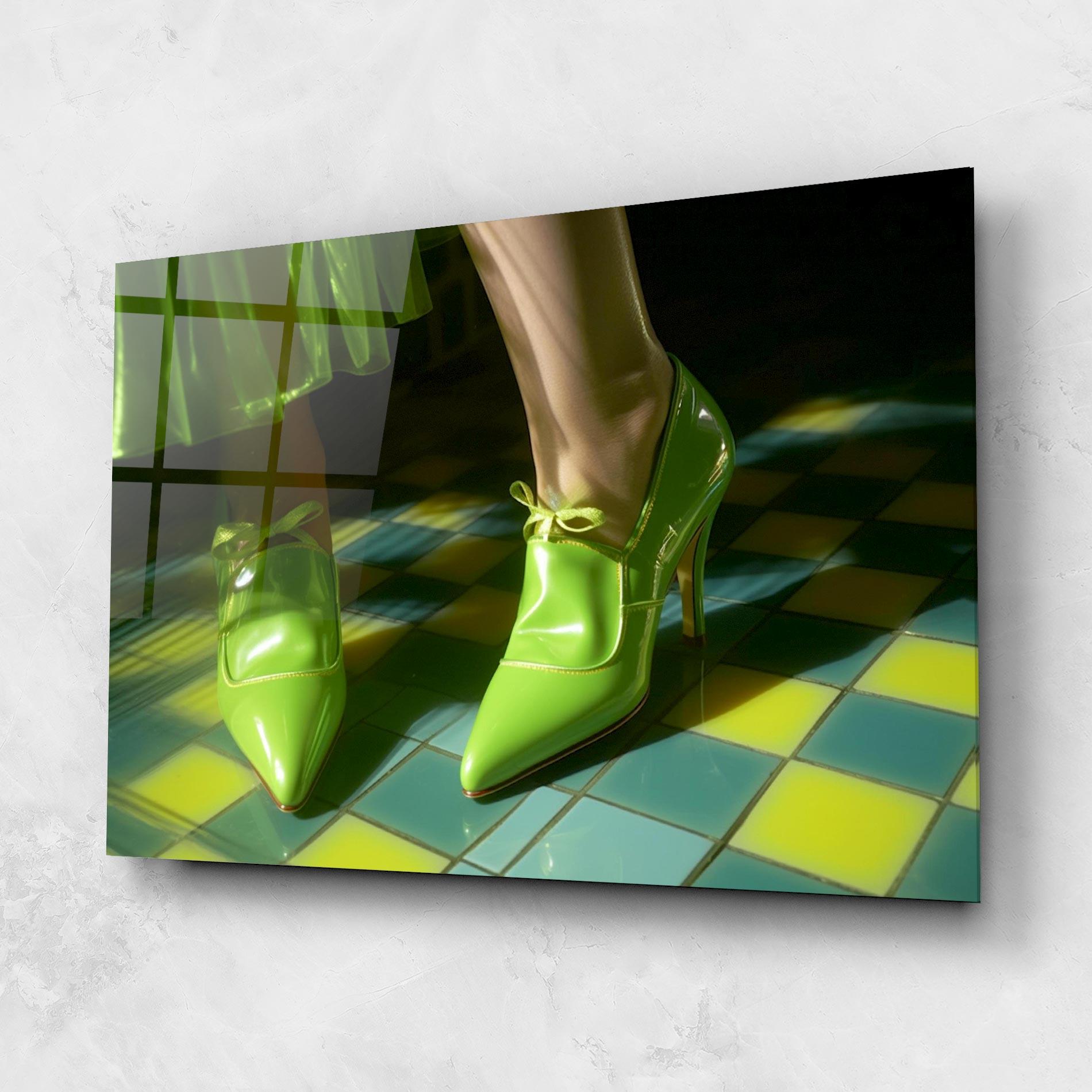 Glasbild Green Elegant Shoes mockup 1