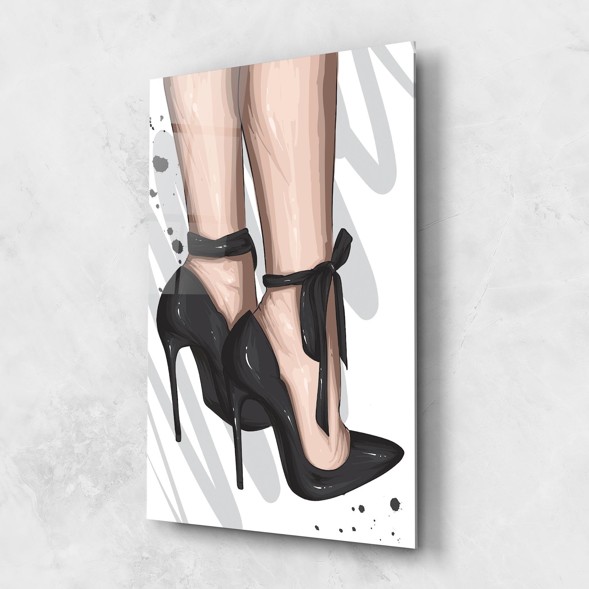 Glasbild Black Woman Shoes mockup 1
