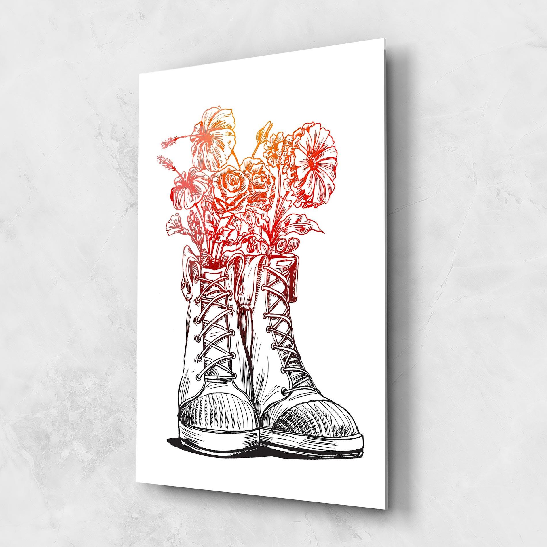 Glasbild Flower In Shoes mockup 1
