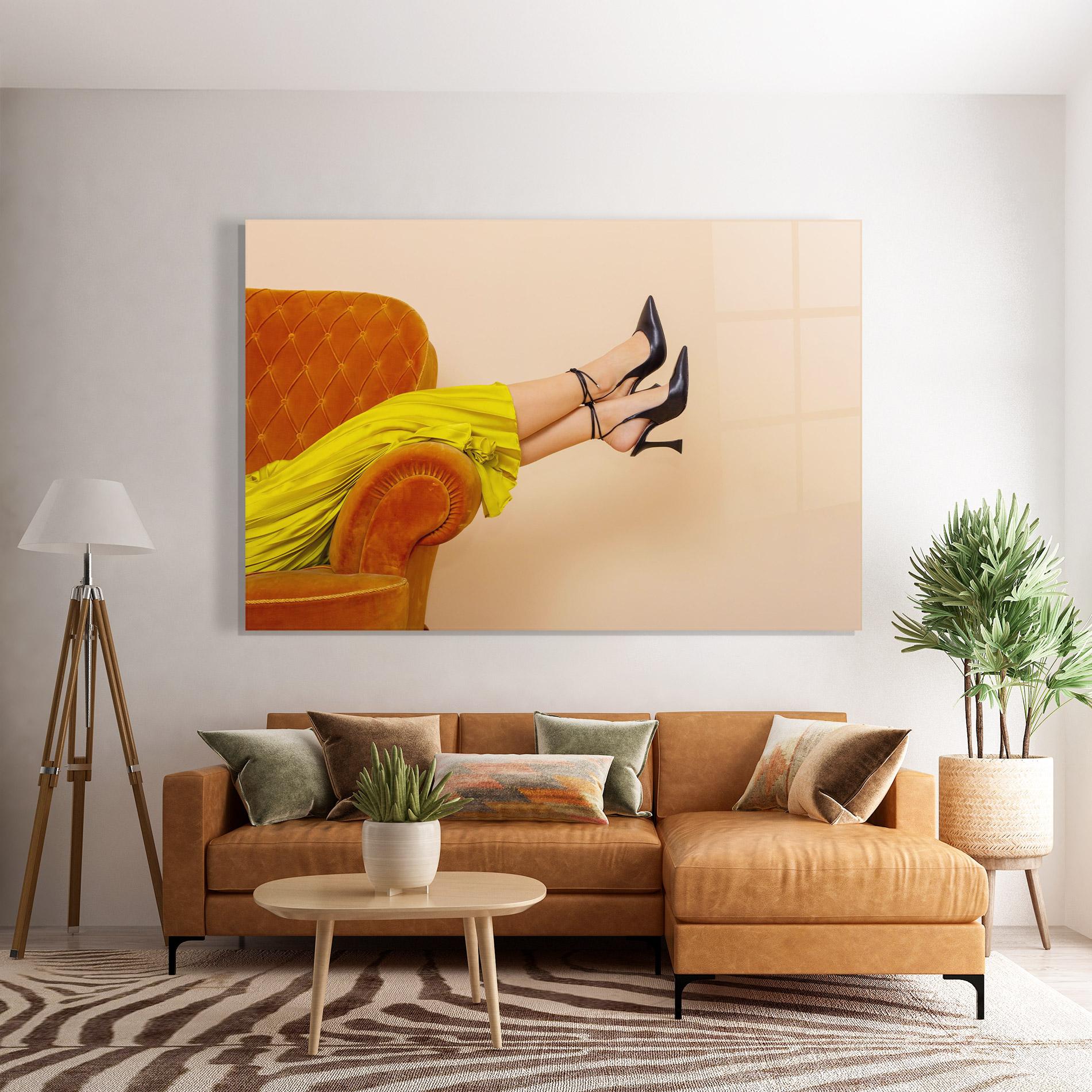 Glasbild Black Heals On Cream mockup 7